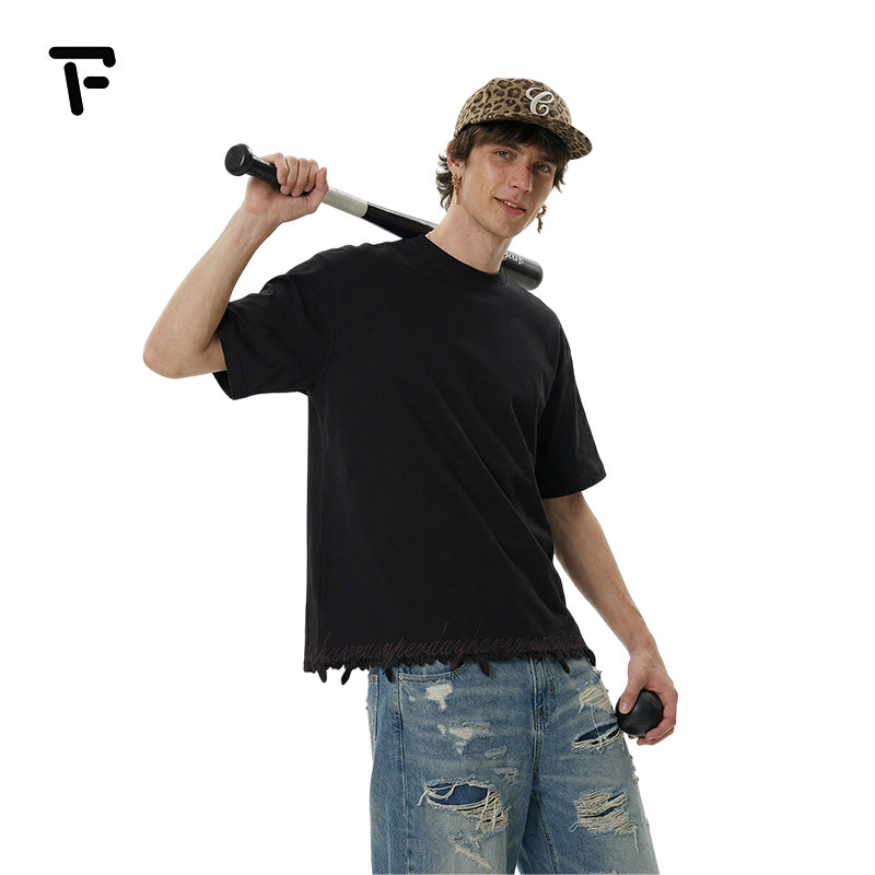 Embroidered Letter Short Sleeve Tee