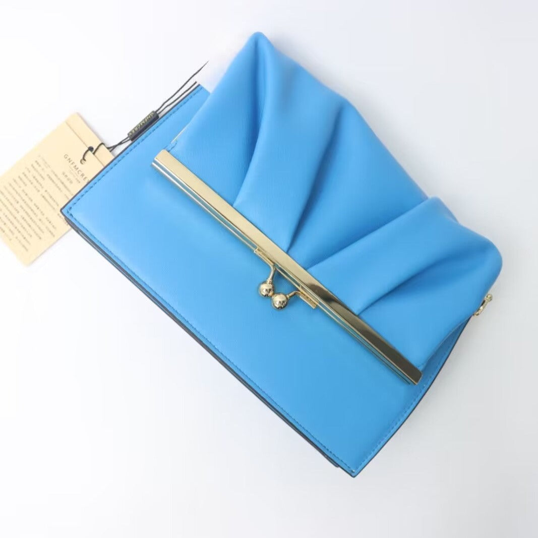 【NEW】【Pleated Clutch Bag】Cowhide Leather Bag --Buy 1 Get 1 Pony and 1 Coin Purse