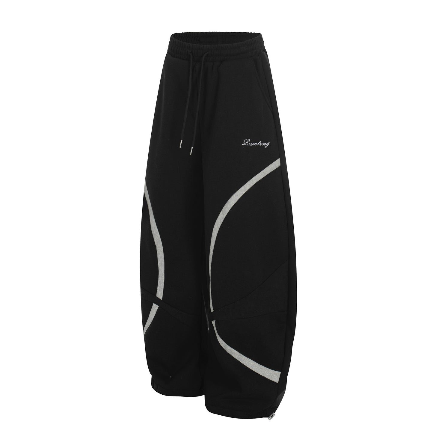 Color-blocked striped wide-leg pants