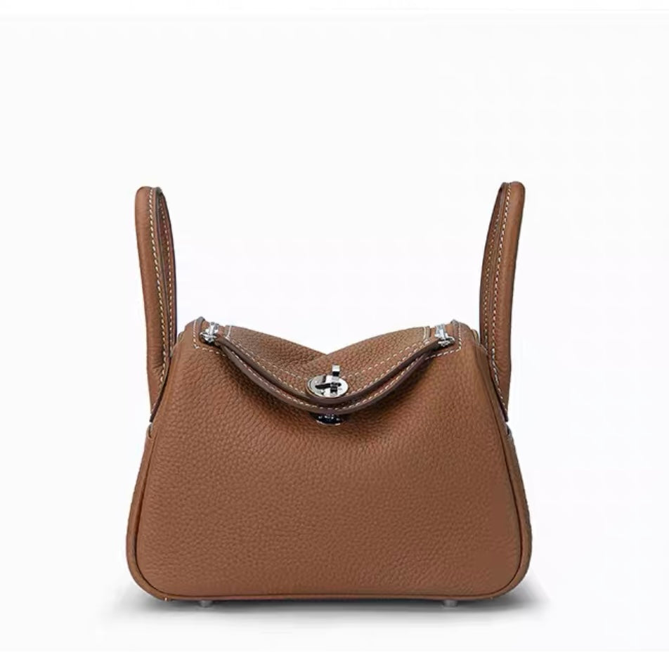 【Mini LD】Cowhide Leather Hangbag Doctor Bag,,buy 1 get 1 pony and 1 headband