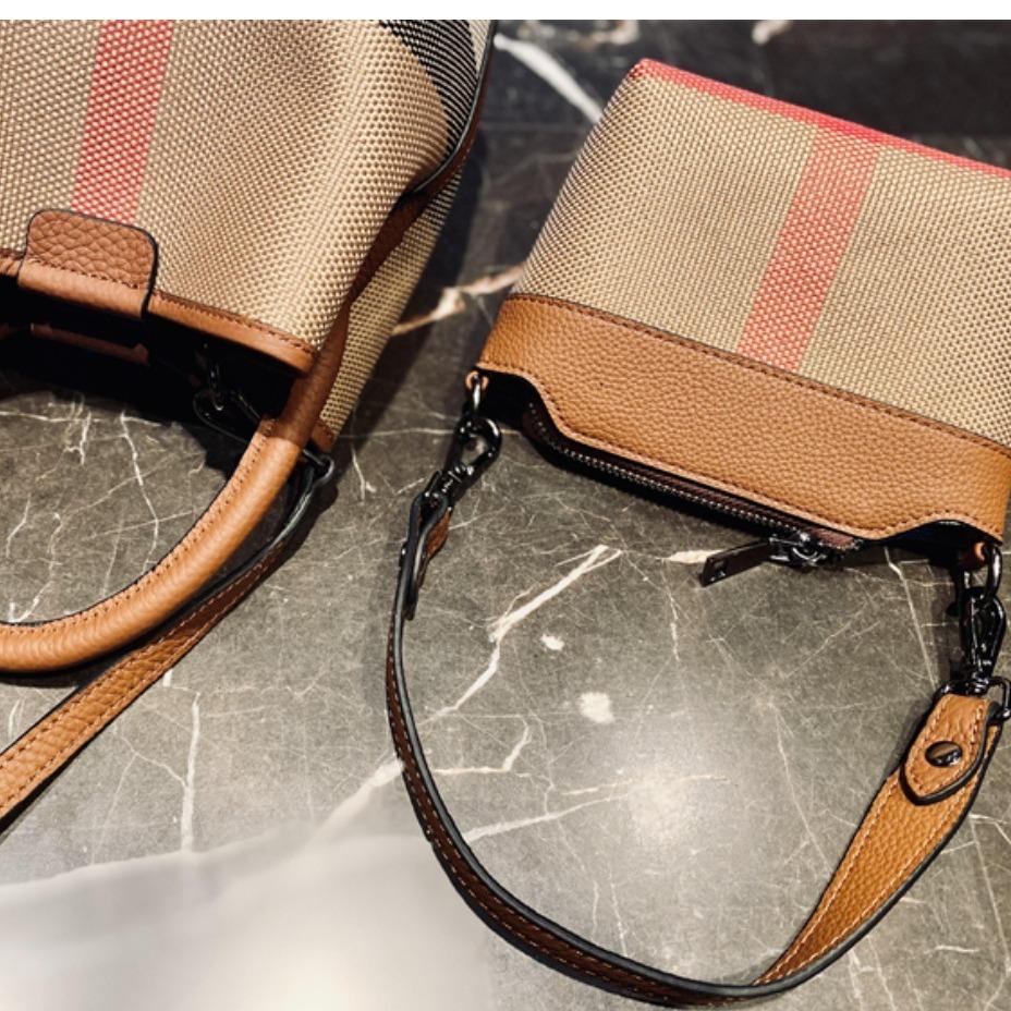 【New bucket】Checkered Large Capacity Bucket Bag -,buy 1 get 1 pony and 1 headband