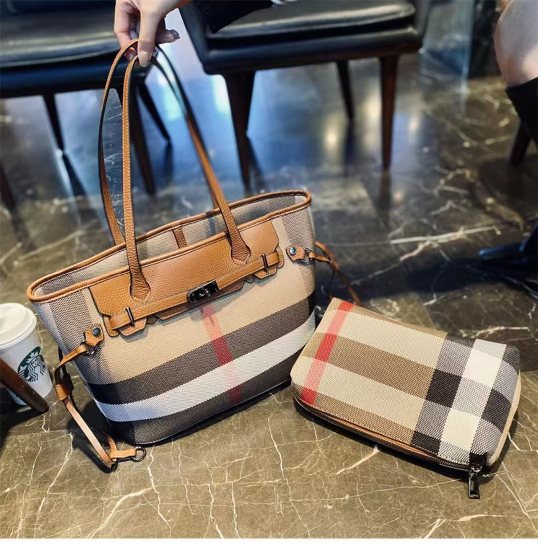 【Kelly tote】Horizontal locking tote bag L 12.6", W 6.3" , H 10.24"-,buy 1 get 1 pony and 1 headband
