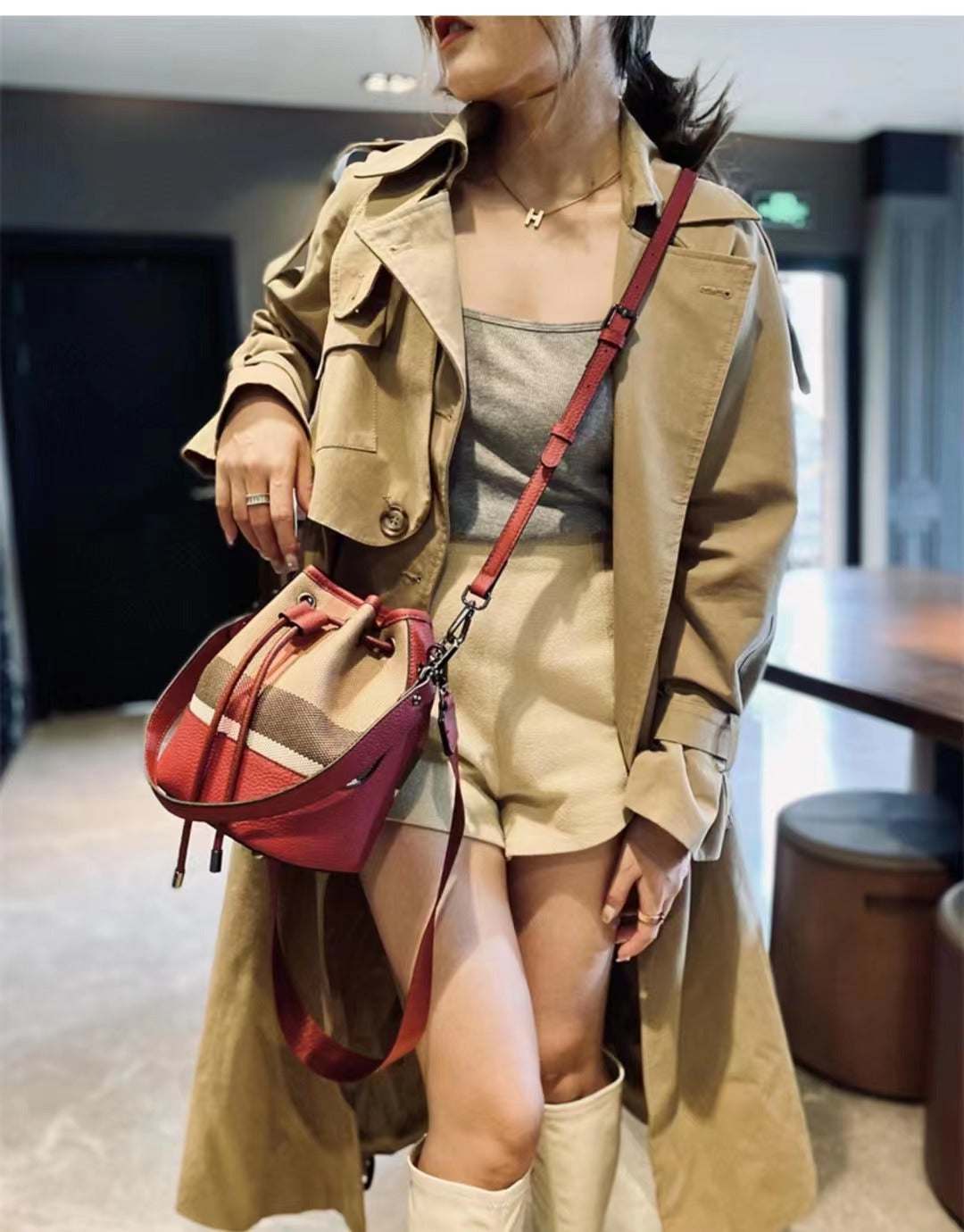【drawstring bag-S】【2 in 1】Large Capacity Crossbody Handbag with Small Wallet-,buy 1 get 1 pony and 1 headband