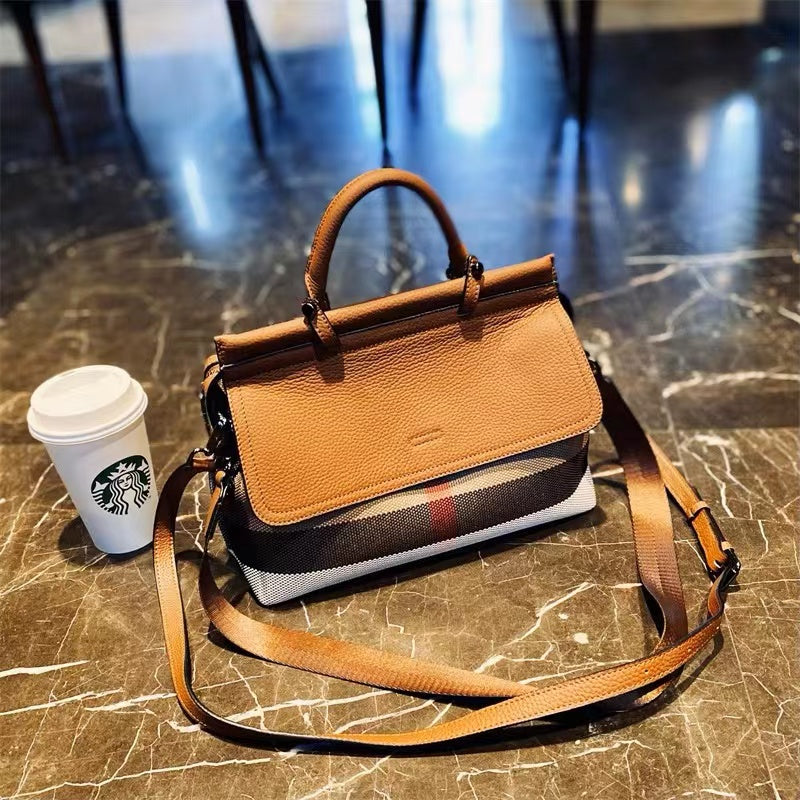 【Diana Handbag】Checkered Elegant Tote Bag With Flap-,buy 1 get 1 pony and 1 headband