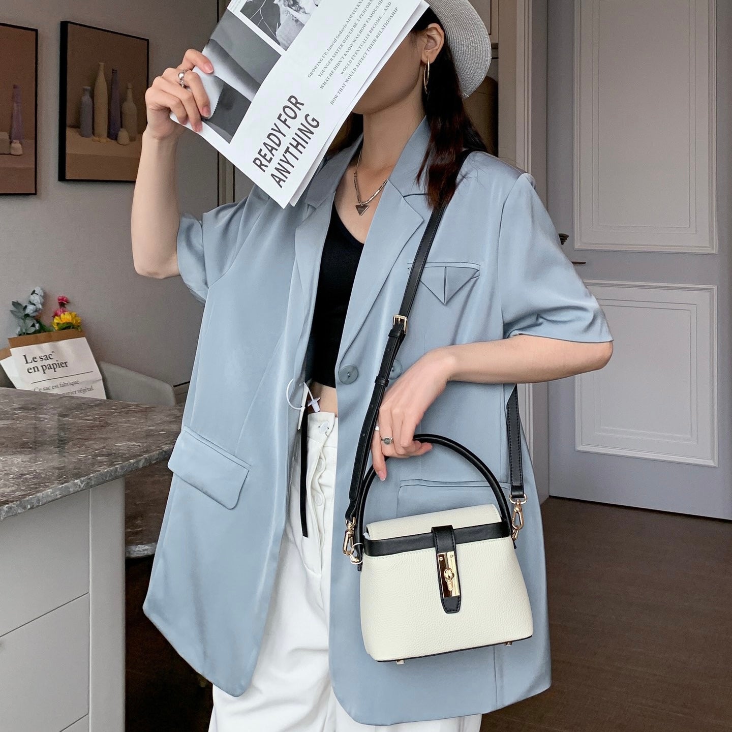 【Box Handbag】Togo Leather Box Handbag-,buy 1 get 1 pony and 1 headband