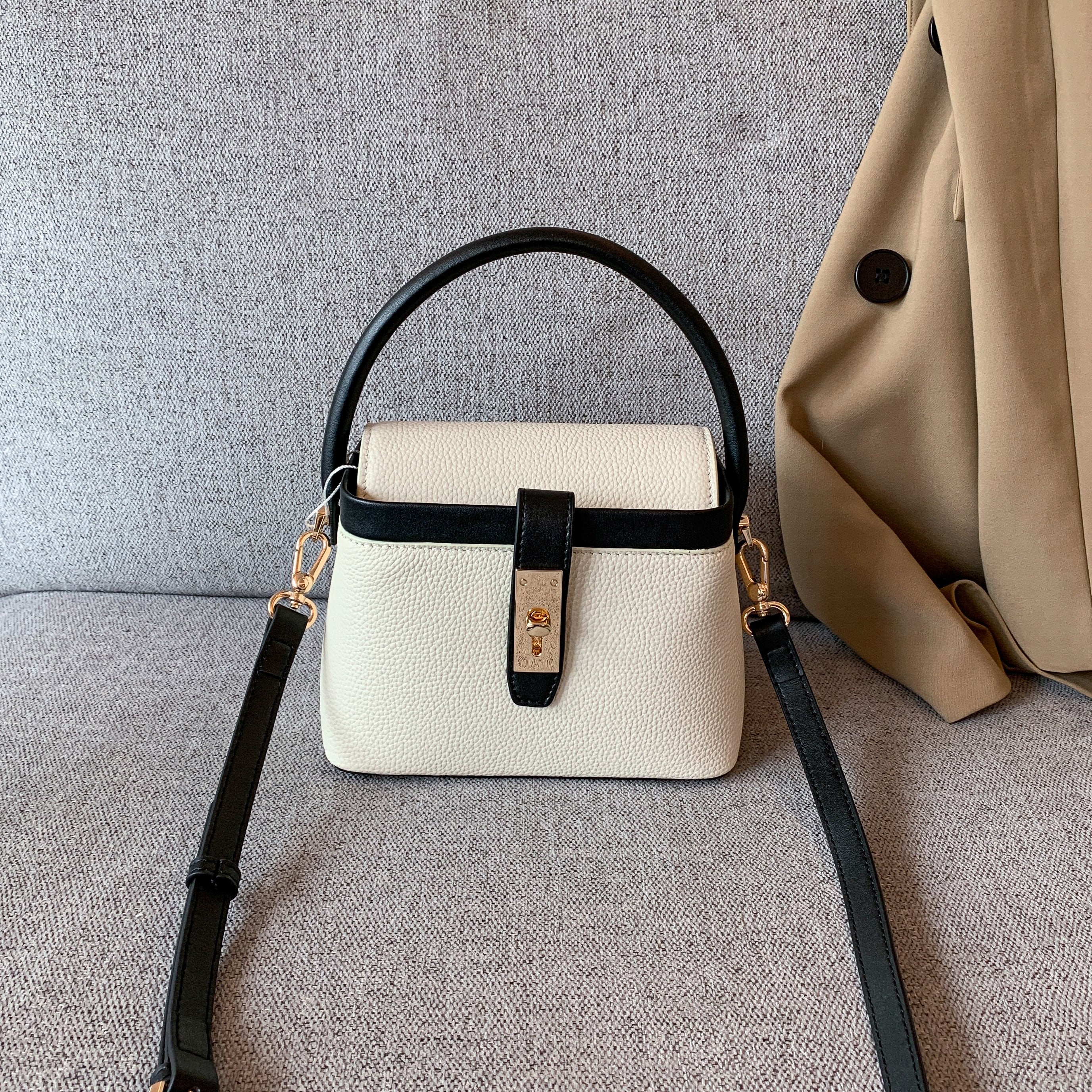 【Box Handbag】Togo Leather Box Handbag-,buy 1 get 1 pony and 1 headband