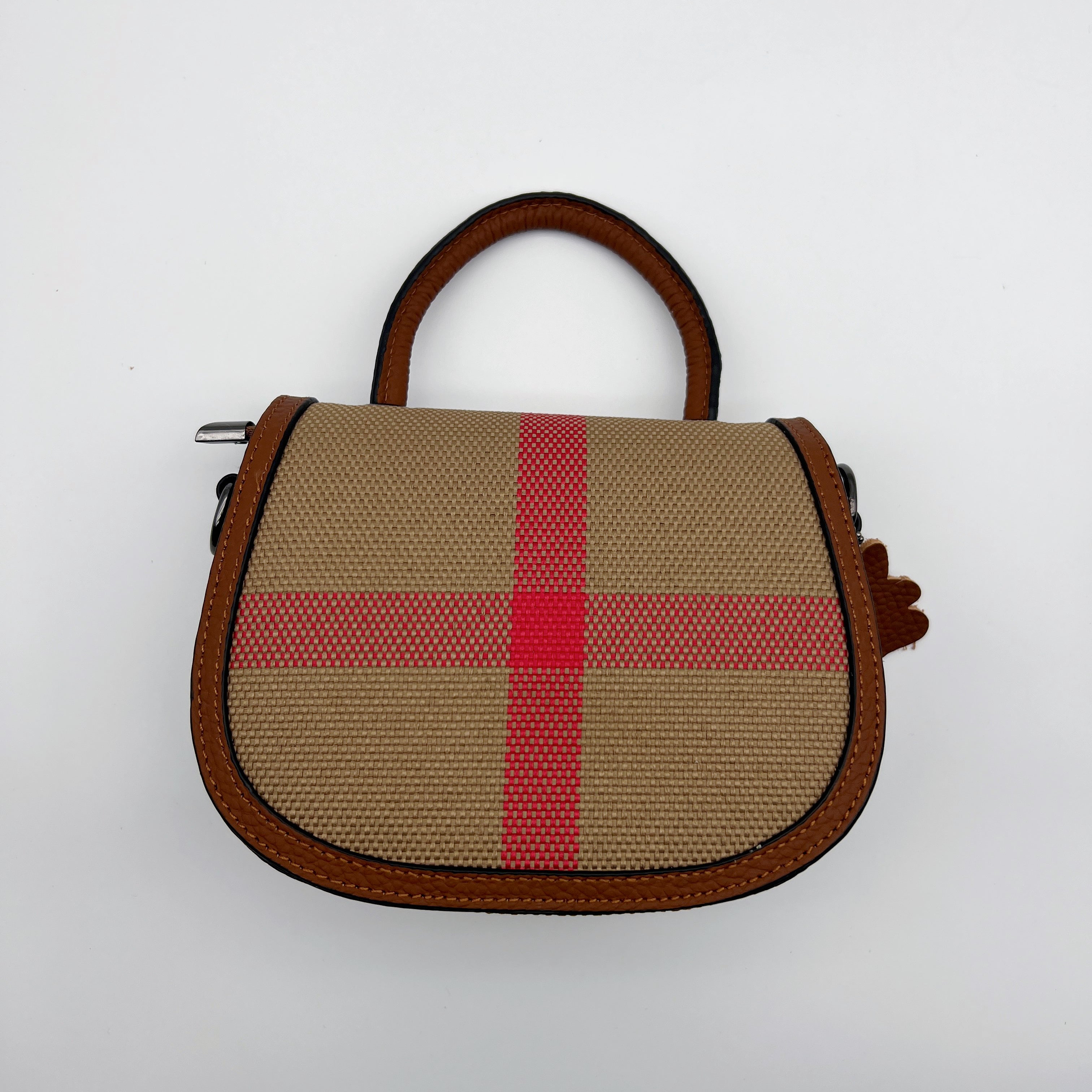 【Smile Bag】Checkered Cute Flap Handle Crossbody Bag-buy 1 get 1 pony and 1 coins purse