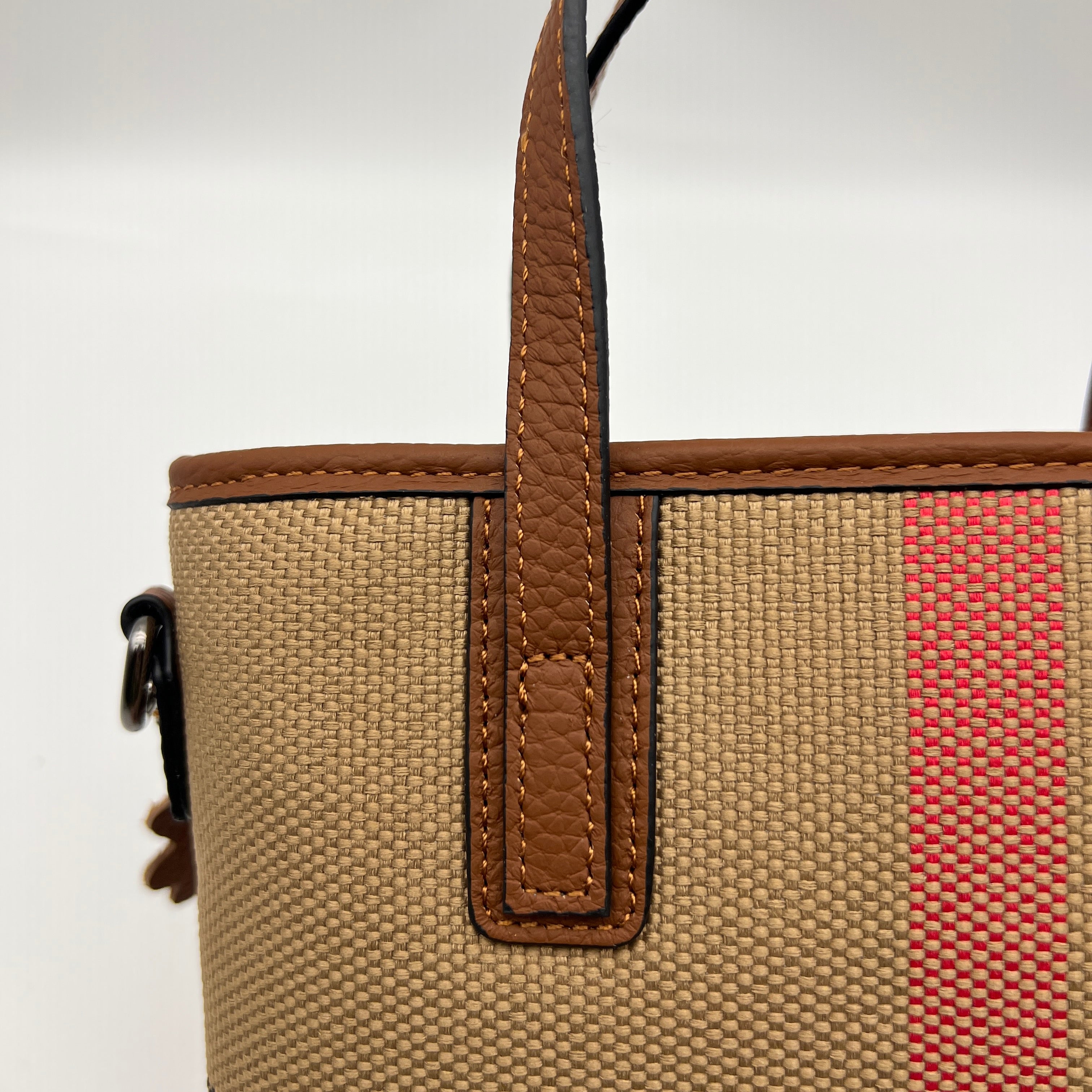 【Nano Tote】Checkered Zipper Handle Crossbody Bag-buy 1 get 1 pony and 1 coins purse