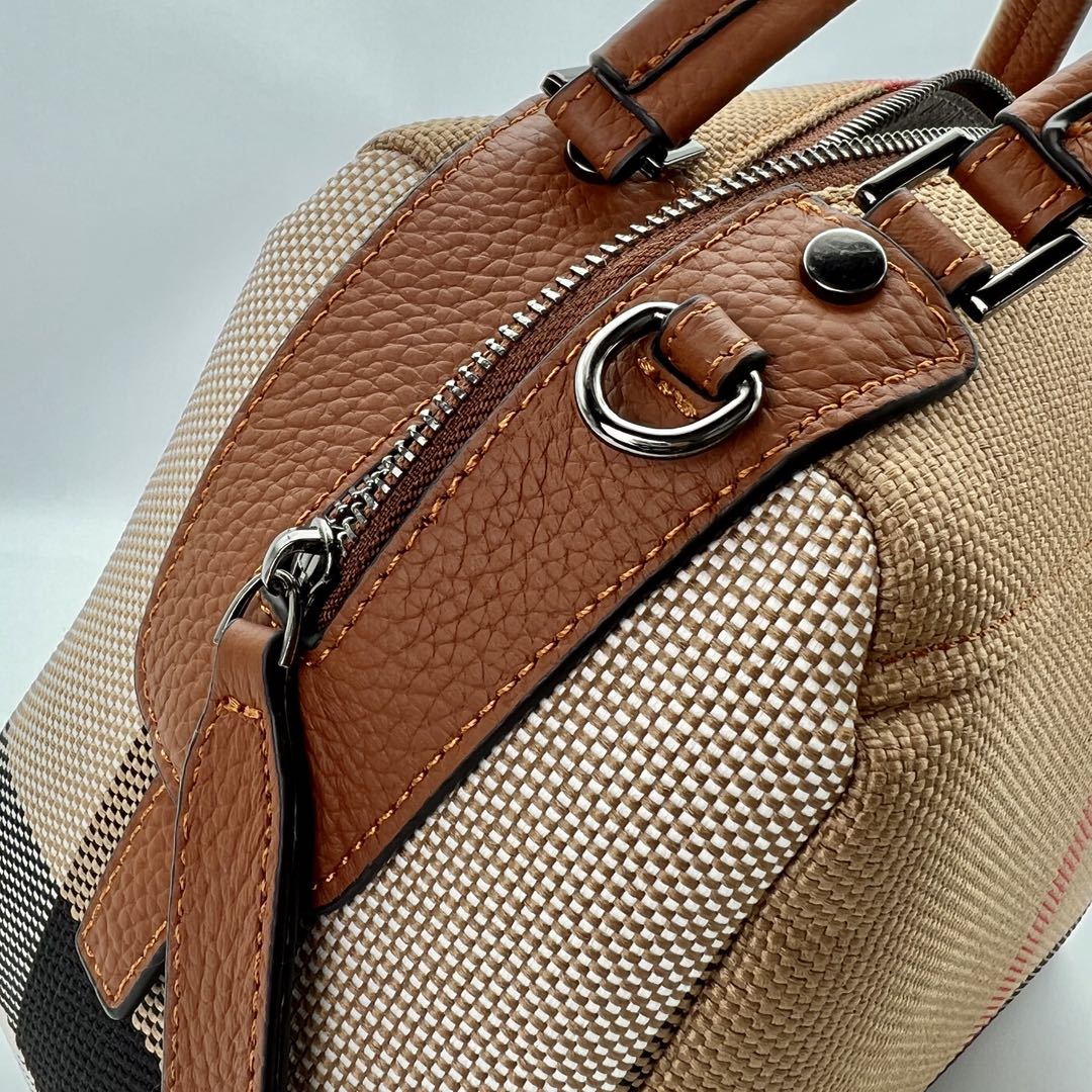 【Star Boston】Checkered Zipper Boston Handbag-buy 1 get 1 pony and 1 coins purse