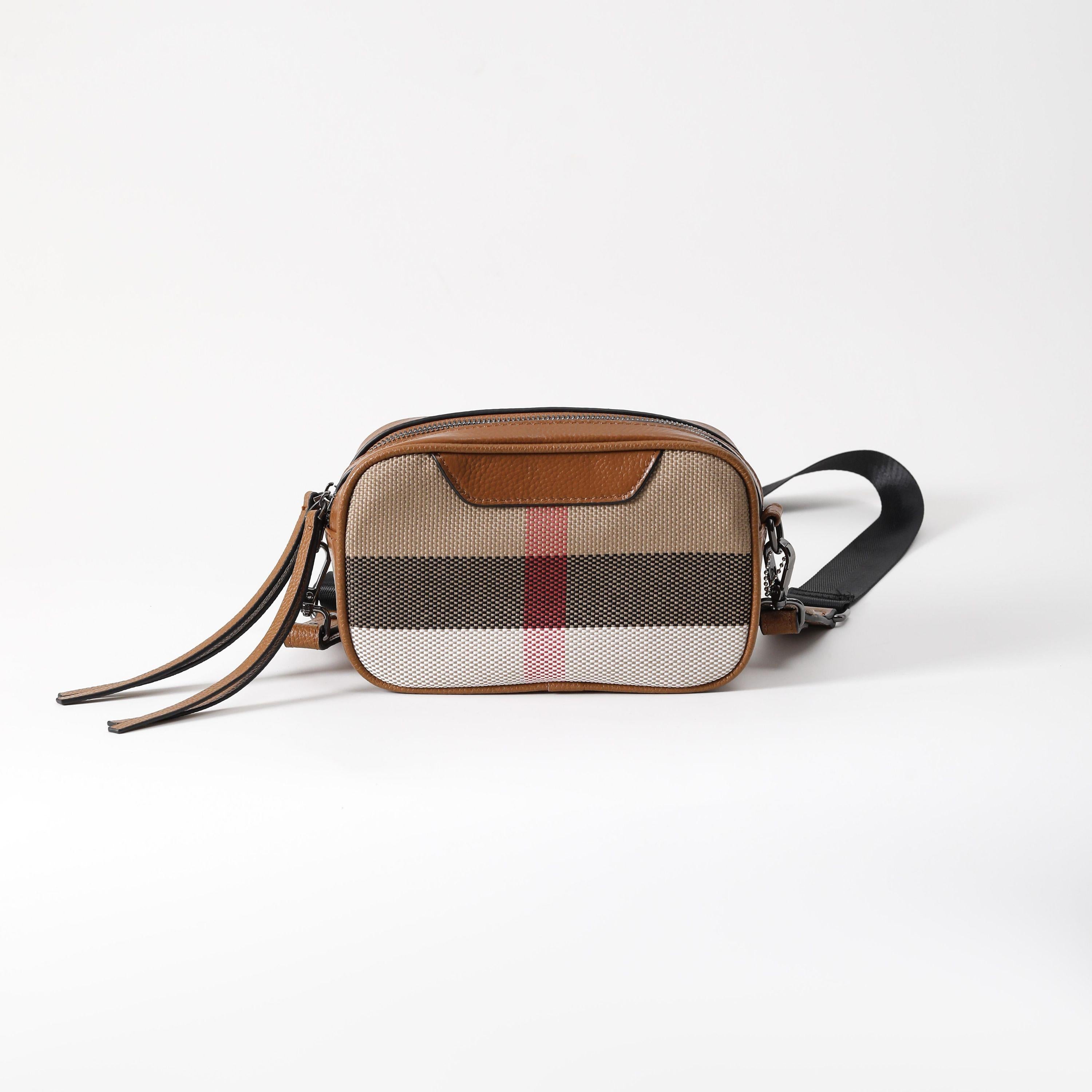 【Cam.era Bag】Unisex Double Zip Design Square Camera Bag-buy 1 get 1 pony and 1 coins purse