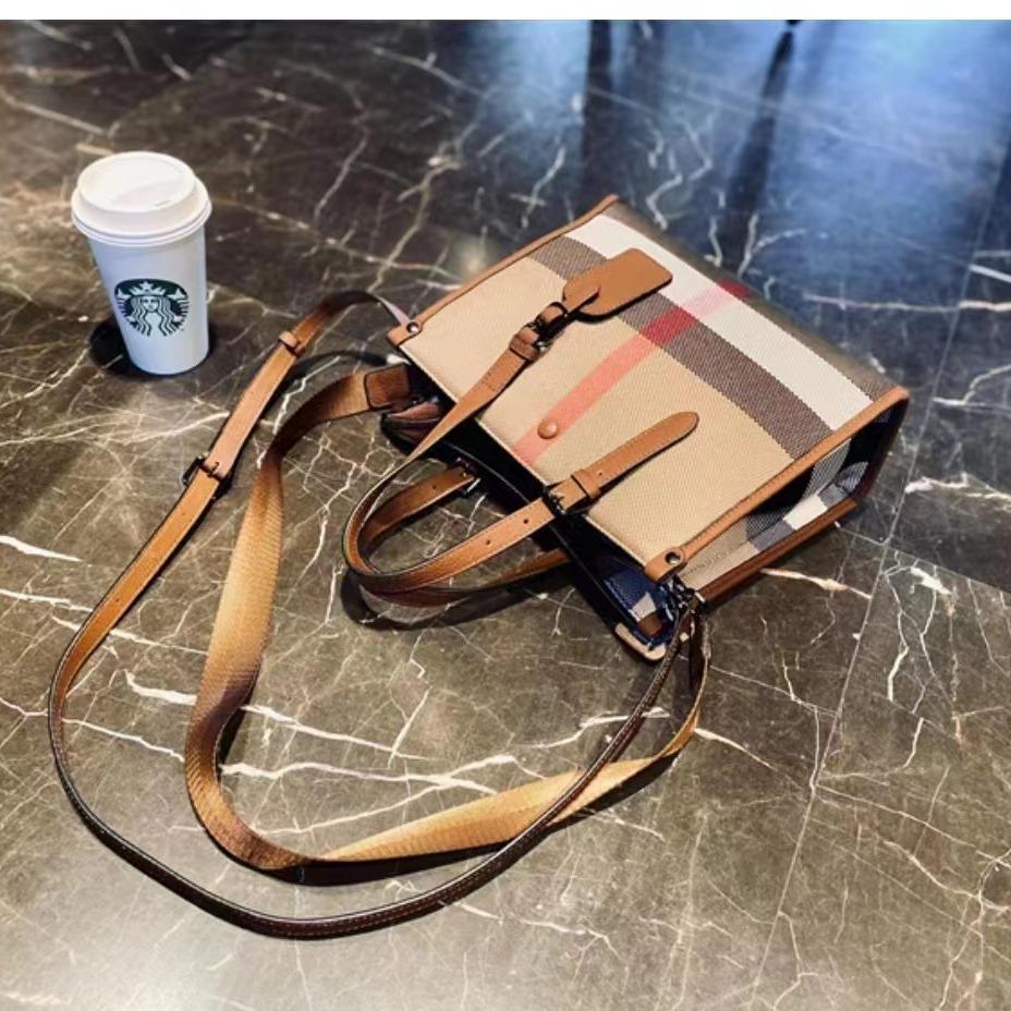 【Middle Tote】Checkered Large Capacity Tote Shoulder Bag -,buy 1 get 1 pony and 1 headband