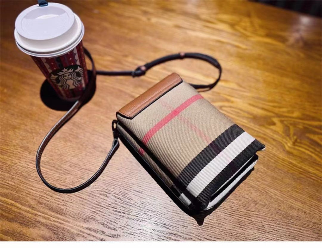 【Twins Cellphone Bag】Checkered Flip Cellphone Crossbody Bag,buy 1 get 1 pony and 1 coins purse