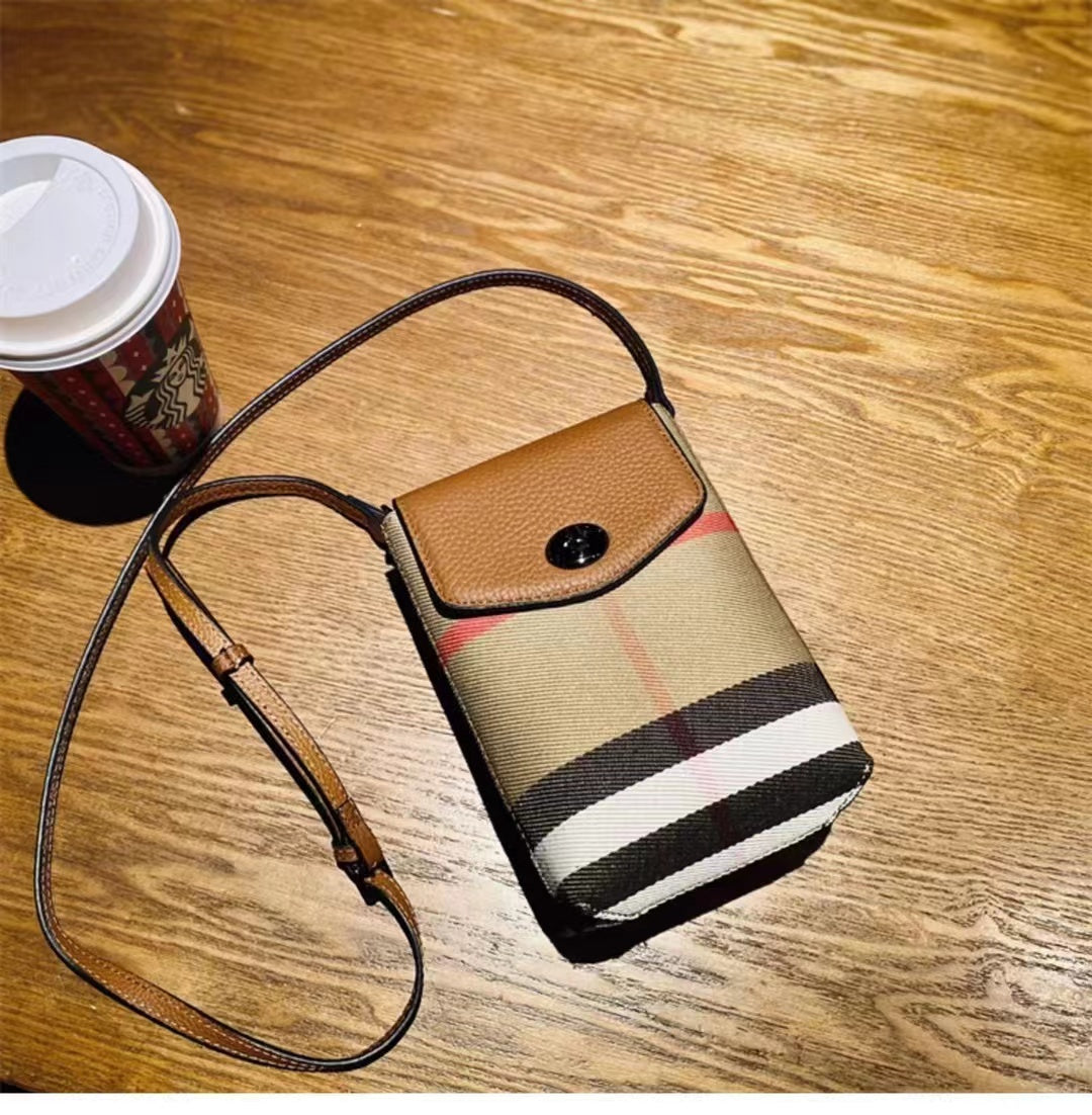 【Twins Cellphone Bag】Checkered Flip Cellphone Crossbody Bag,buy 1 get 1 pony and 1 coins purse