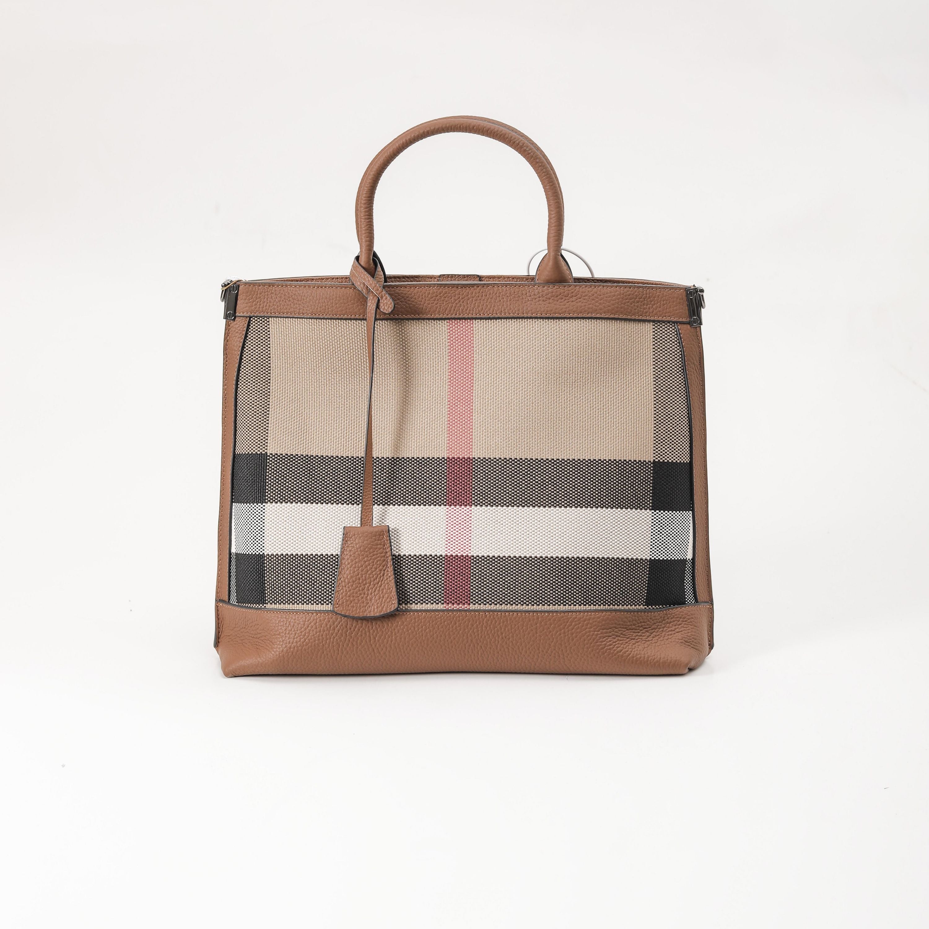 【Cowhide】Checkered Handbag Briefcase L 13" , W 4.33" , H 11.03"