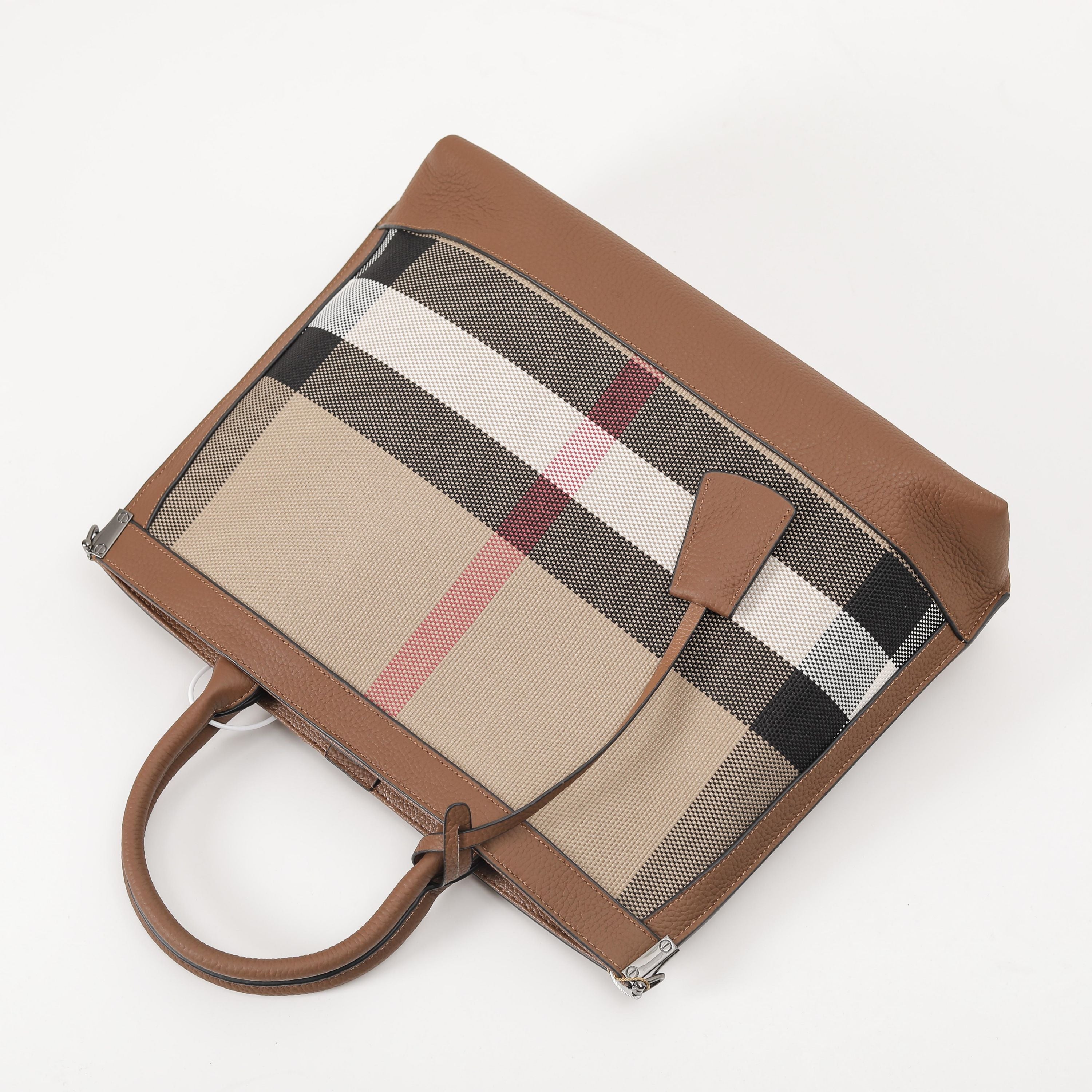【Cowhide】Checkered Handbag Briefcase L 13" , W 4.33" , H 11.03"