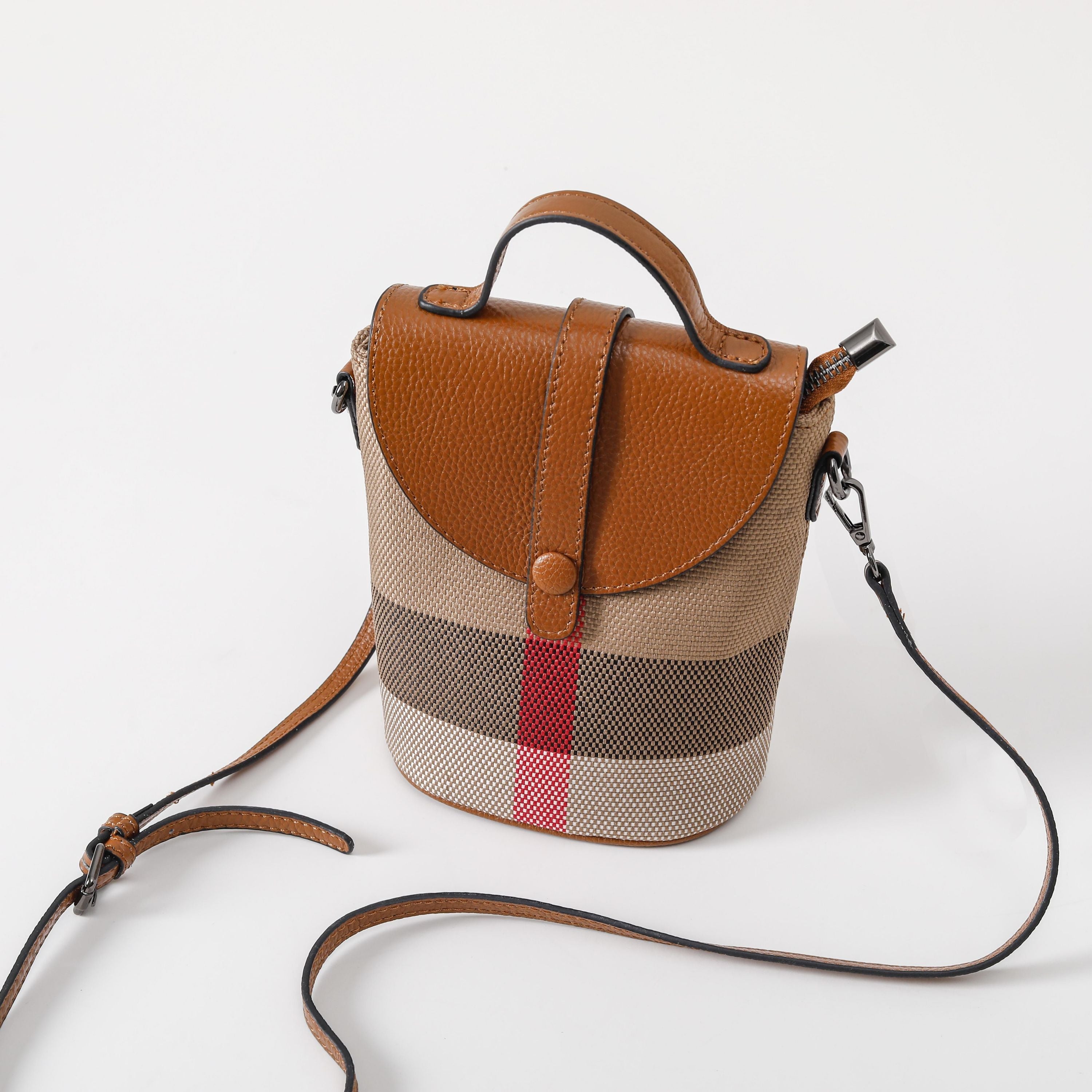 【Flap Phone Bag】Checkered Crossbody Cellphone Bag L 5.51" , W 3.55" , H 7.09"-buy 1 get 1 pony and 1 coins purse