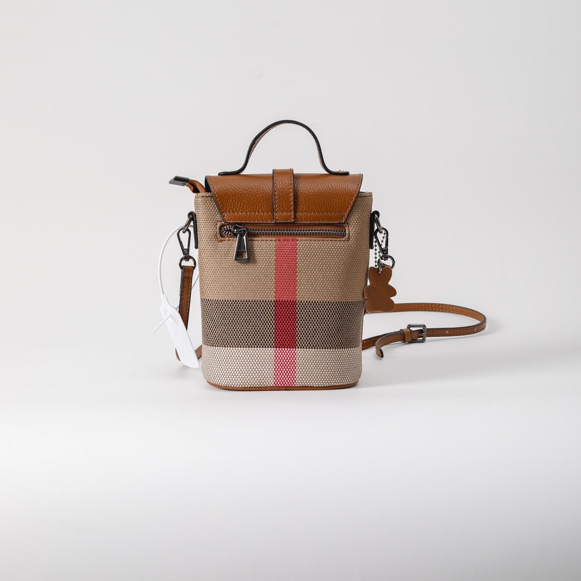 【Flap Phone Bag】Checkered Crossbody Cellphone Bag L 5.51" , W 3.55" , H 7.09"-buy 1 get 1 pony and 1 coins purse