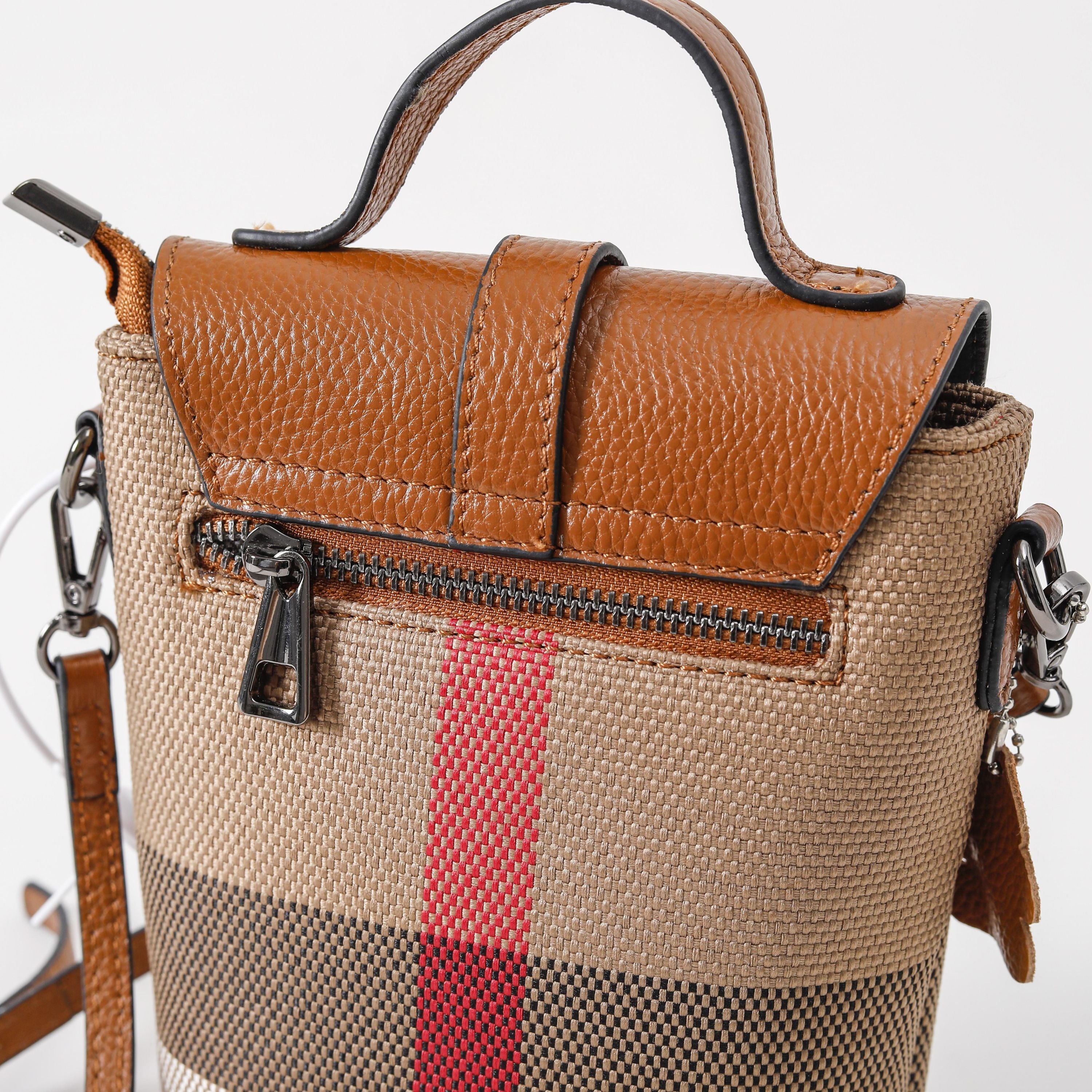 【Flap Phone Bag】Checkered Crossbody Cellphone Bag L 5.51" , W 3.55" , H 7.09"-buy 1 get 1 pony and 1 coins purse
