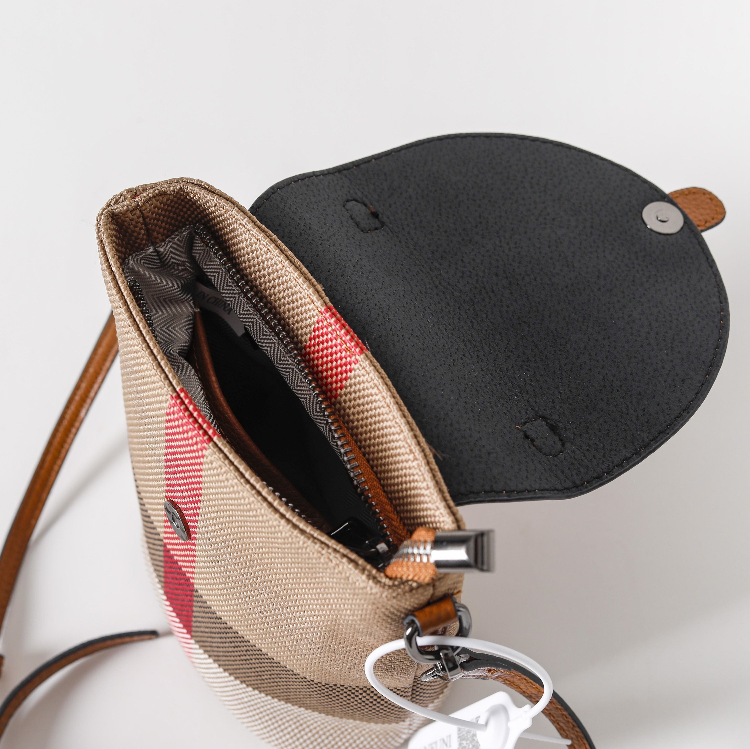 【Flap Phone Bag】Checkered Crossbody Cellphone Bag L 5.51" , W 3.55" , H 7.09"-buy 1 get 1 pony and 1 coins purse