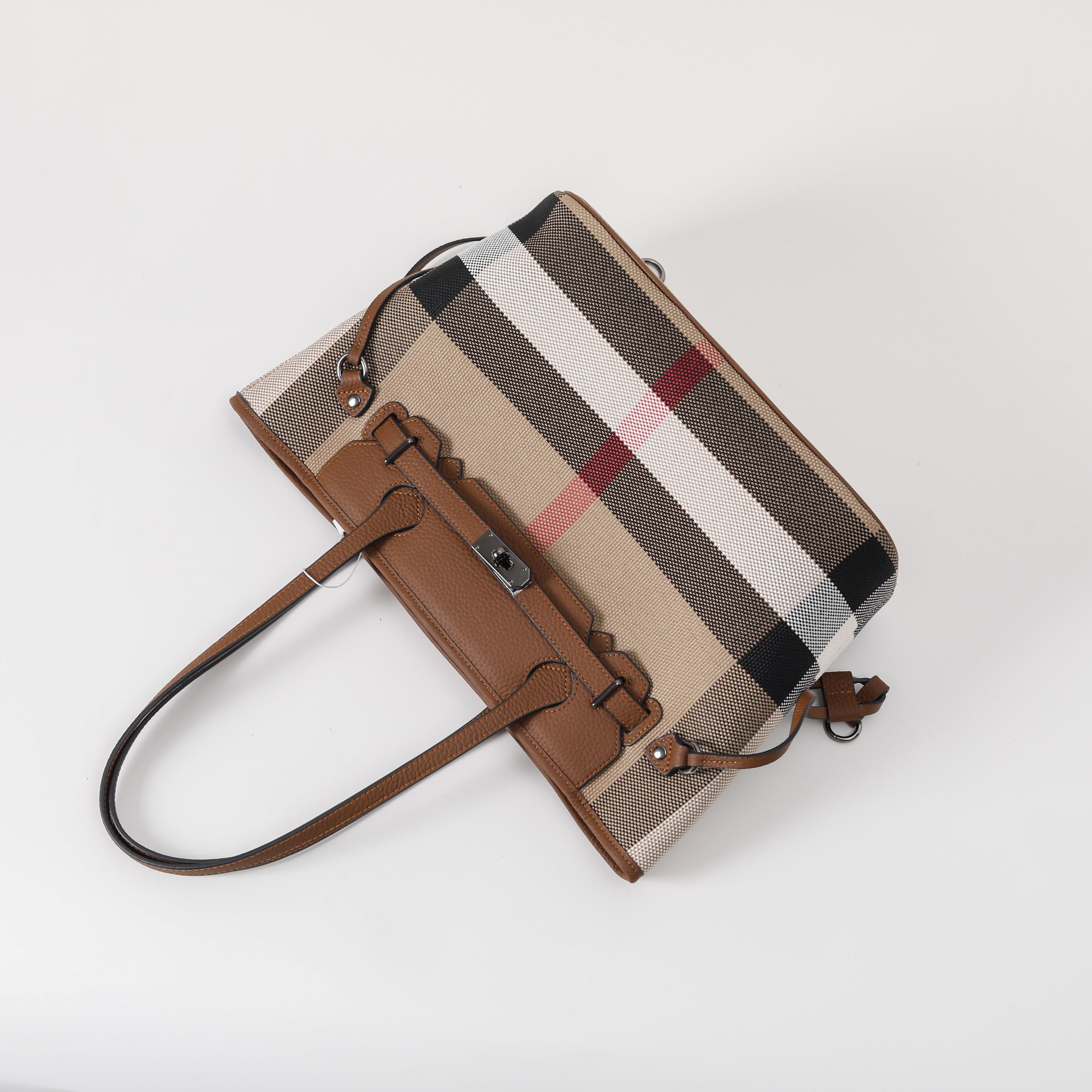 【Kelly tote】Horizontal locking tote bag L 12.6", W 6.3" , H 10.24"-,buy 1 get 1 pony and 1 headband
