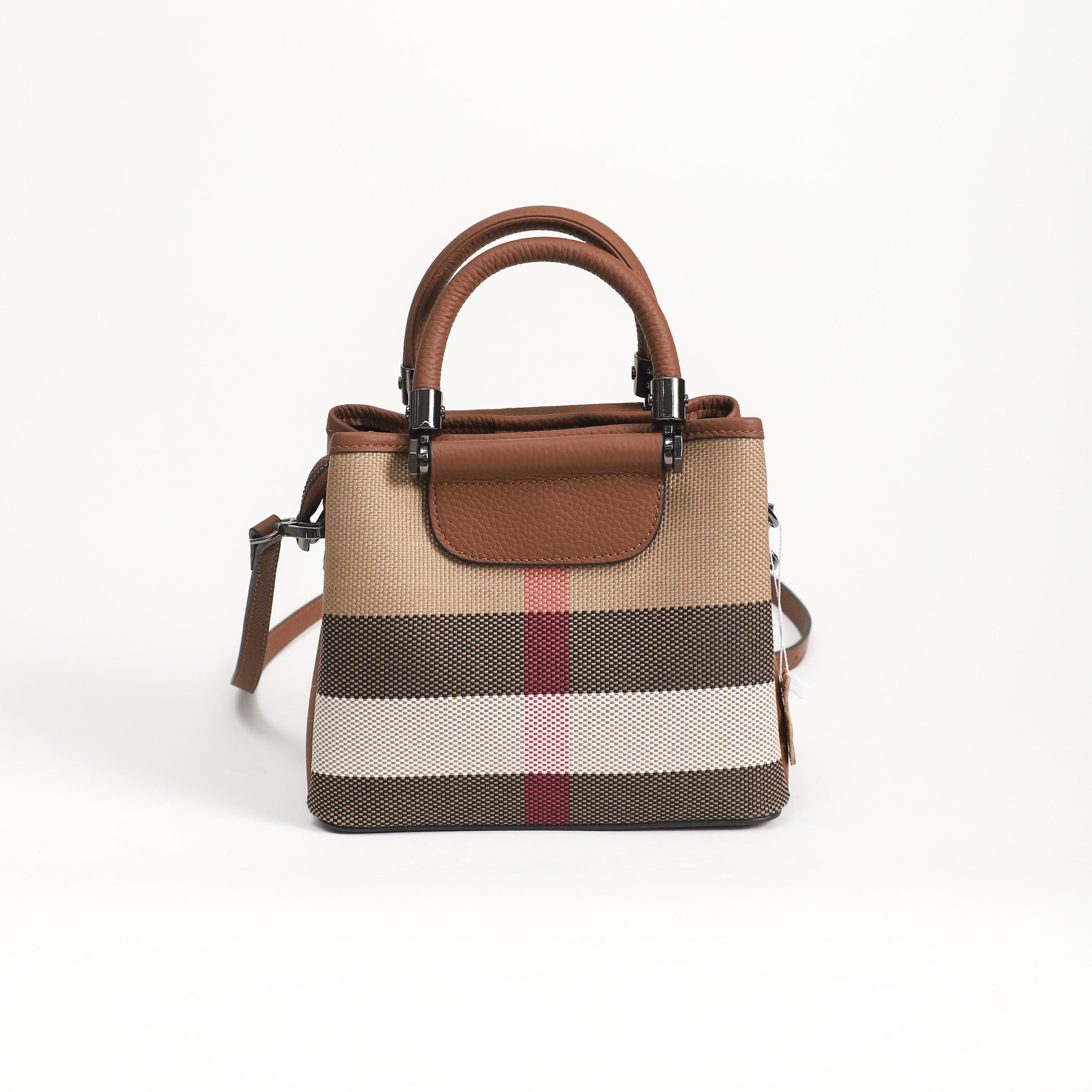 【Moonlight Bag】Checkered Handle Bag L 8.66" , W 7.09" , H 3.94"-,buy 1 get 1 pony and 1 headband