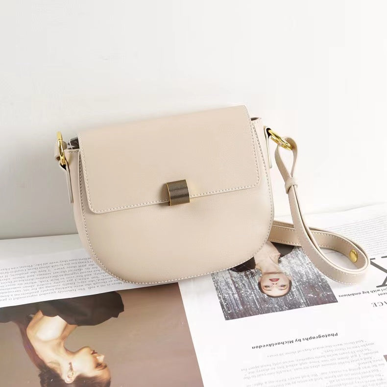 【Hoop Bag】Retro Color Blocking Design Saddle Bag