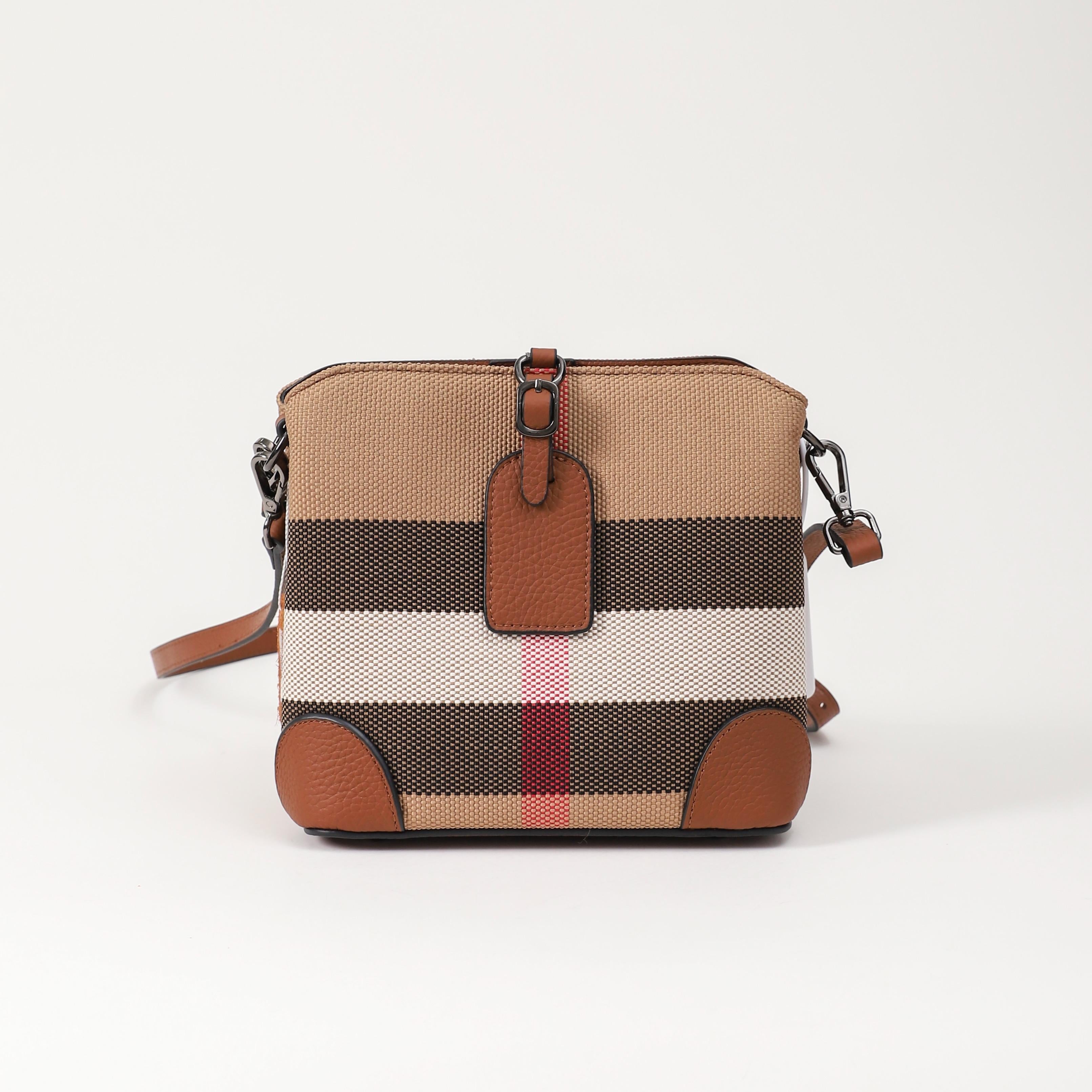 【Square Tag】Cowhide Leather Crossbody Checkered Handbag L 8.27" , W 4.73" , H 8.27"--buy1 get 1 pony +1coin purse