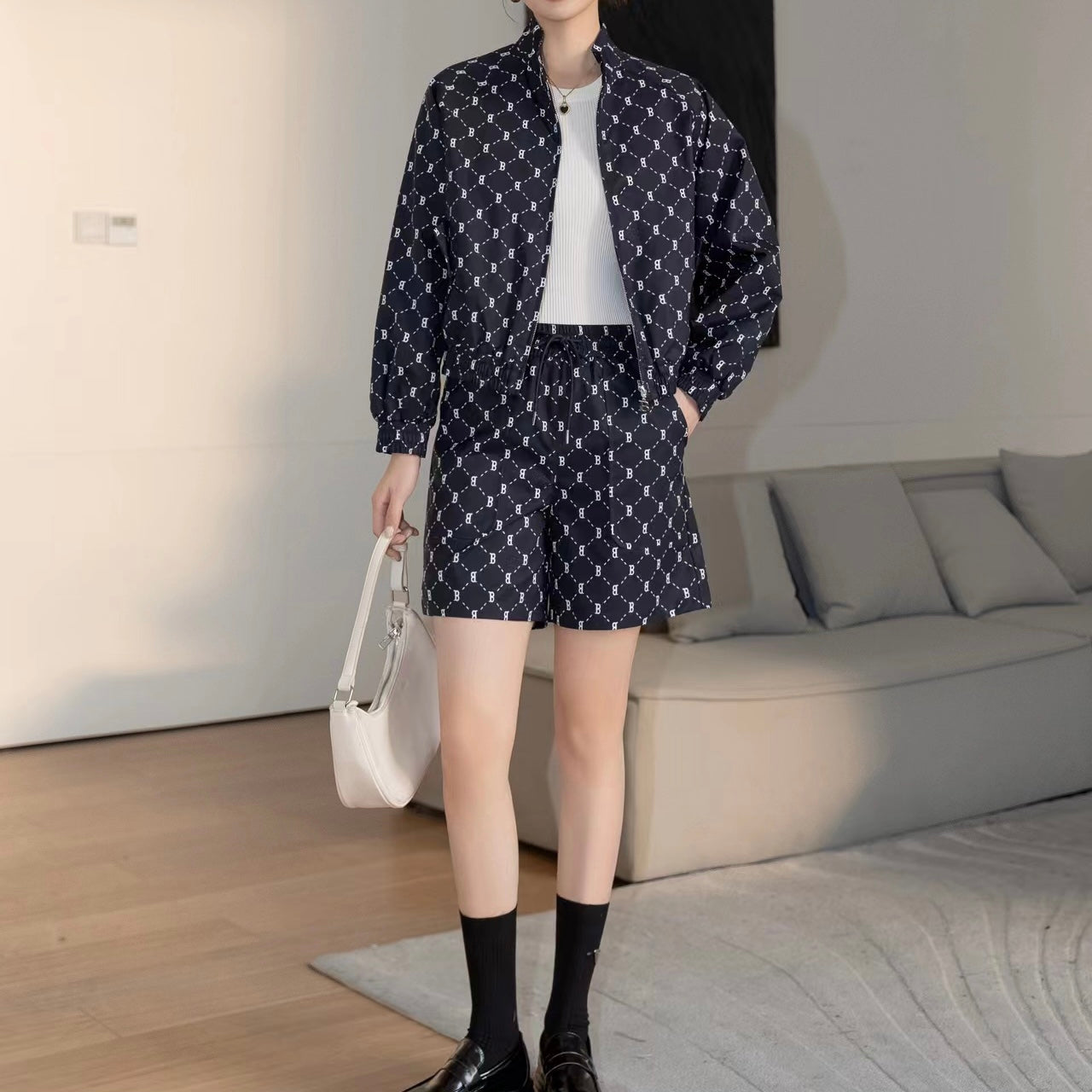 【BoBo's Suit】Printed Jacket with Short,buy 1 get 1 pony and 1 headband