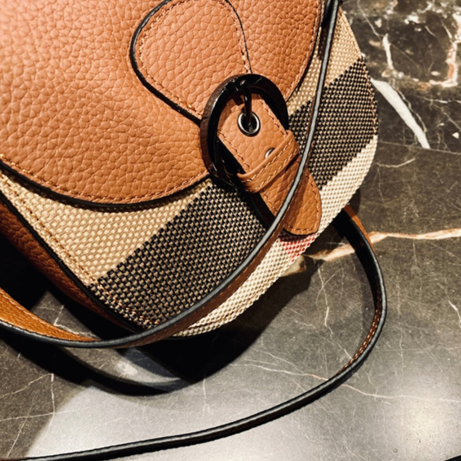 【Belt Saddle】Elephant's trunk-Checkered Cowhide Leather Handbag Crossbodys-,buy 1 get 1 pony and 1 coins purse