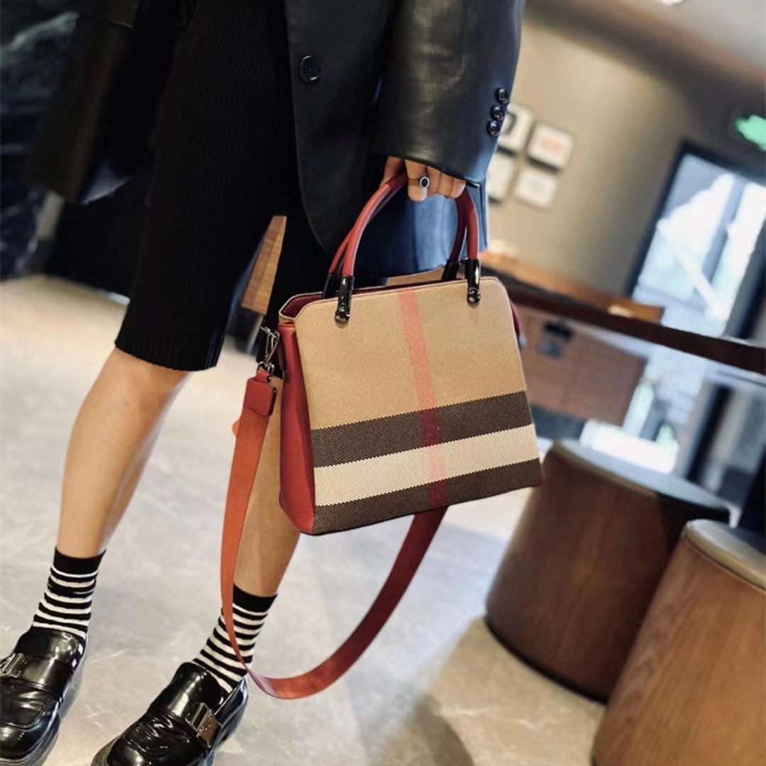 【Teddy Bag】Checkered Square Handbag-,buy 1 get 1 pony and 1 headband