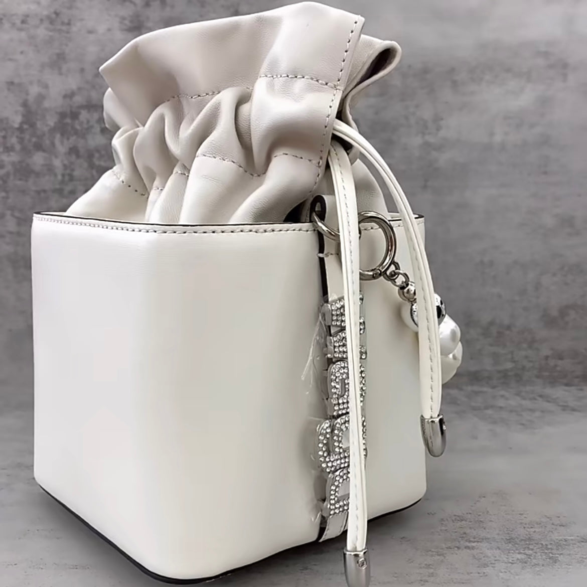 【Pearl Box】Real Leather Diamond Matching Handbag,buy 1 get 1 pony and 1 headband