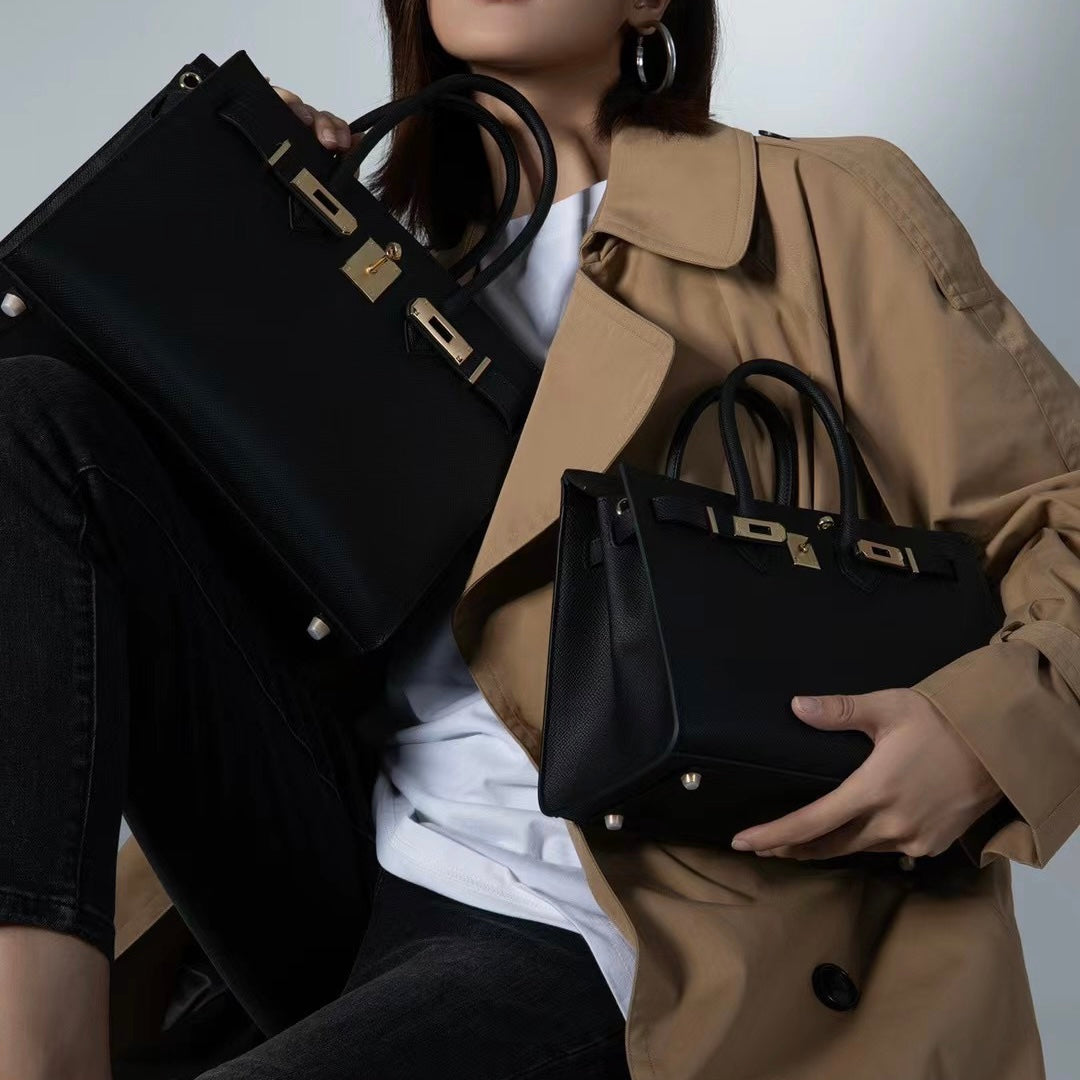 【Espom BK】Espom Leather Handbag-,buy 1 get 1 pony and 1 headband