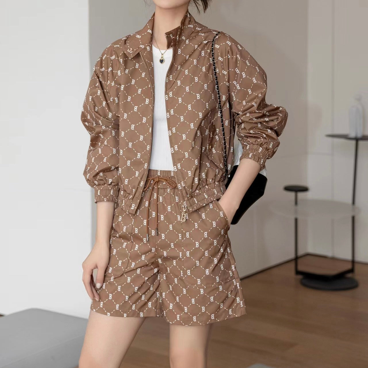 【BoBo's Suit】Printed Jacket with Short,buy 1 get 1 pony and 1 headband