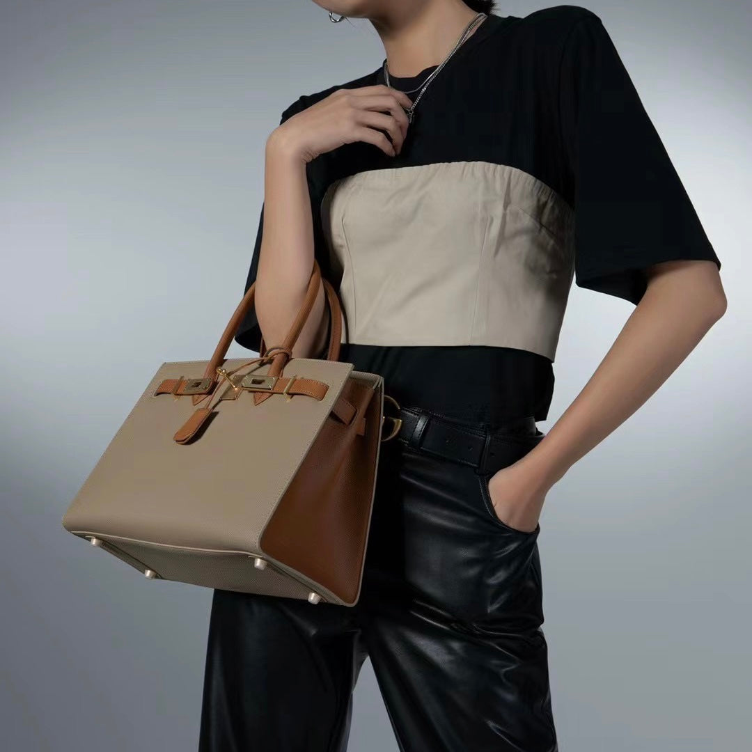 【Espom BK】Espom Leather Handbag-,buy 1 get 1 pony and 1 headband