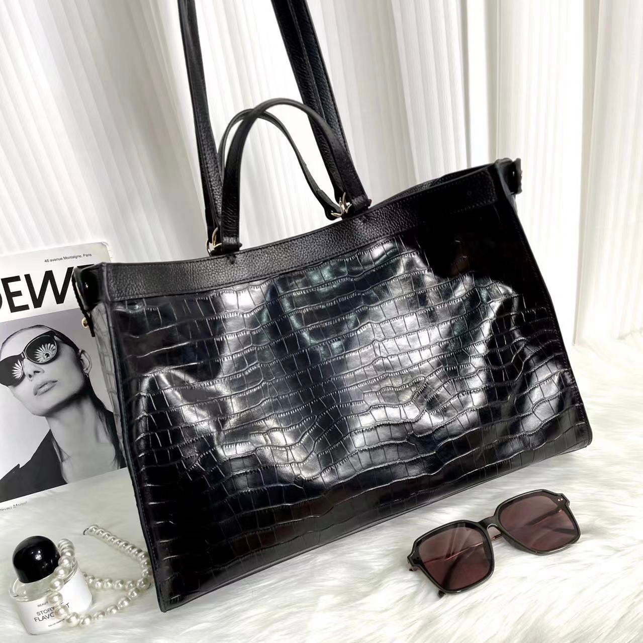 【Peeka Tote】Cowhide Leather Tote Shoulder Bag,buy 1 get 1 pony and 1 headband
