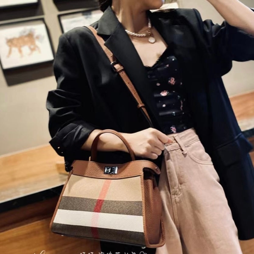 【T Bag-S】Trapezoid Briefcase Handbag-,buy 1 get 1 pony and 1 headband