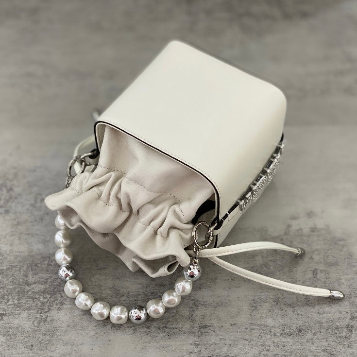 【Pearl Box】Real Leather Diamond Matching Handbag,buy 1 get 1 pony and 1 headband