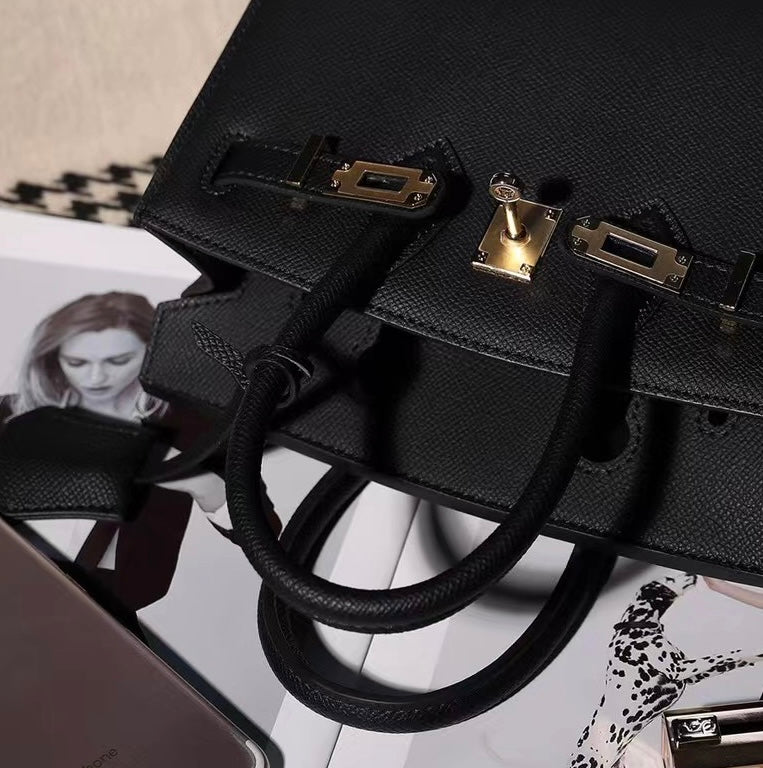 【Espom BK】Espom Leather Handbag-,buy 1 get 1 pony and 1 headband