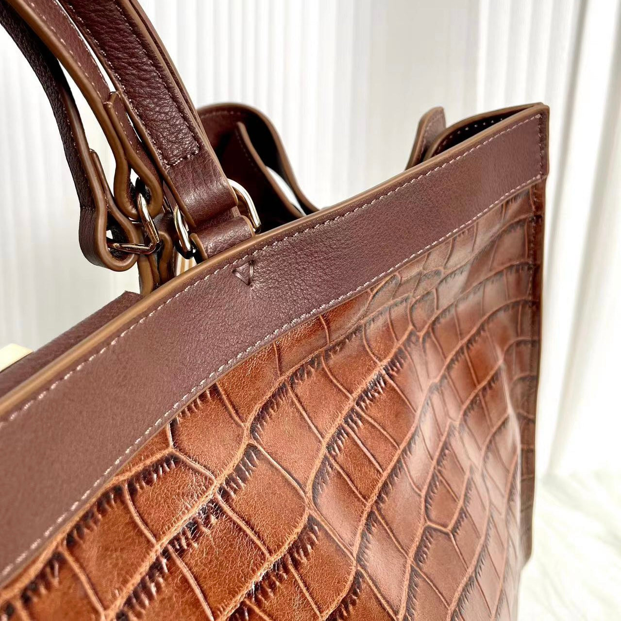 【Peeka Tote】Cowhide Leather Tote Shoulder Bag,buy 1 get 1 pony and 1 headband