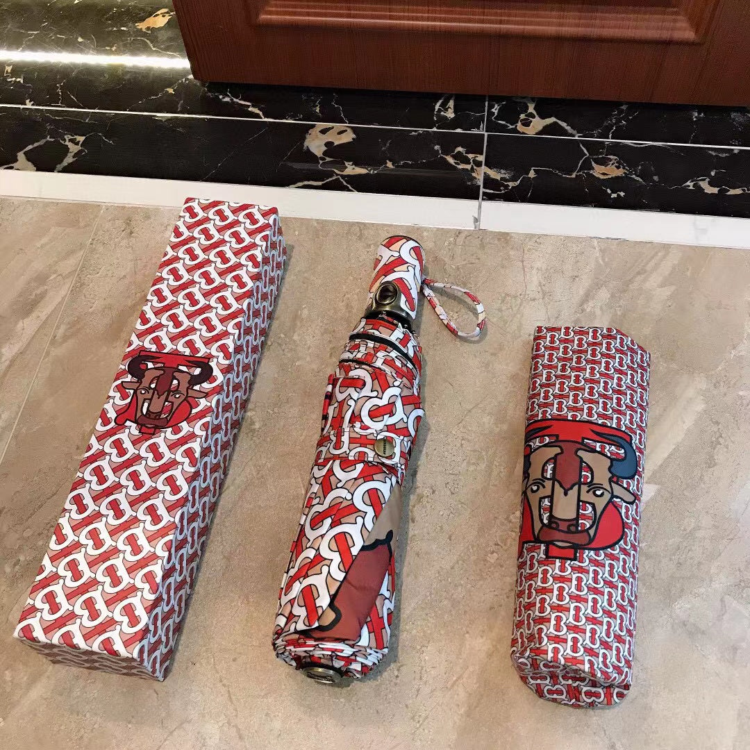 【 Prints Umbrella】Folding automatic sunscreen sun umbrella dual-use tide umbrella