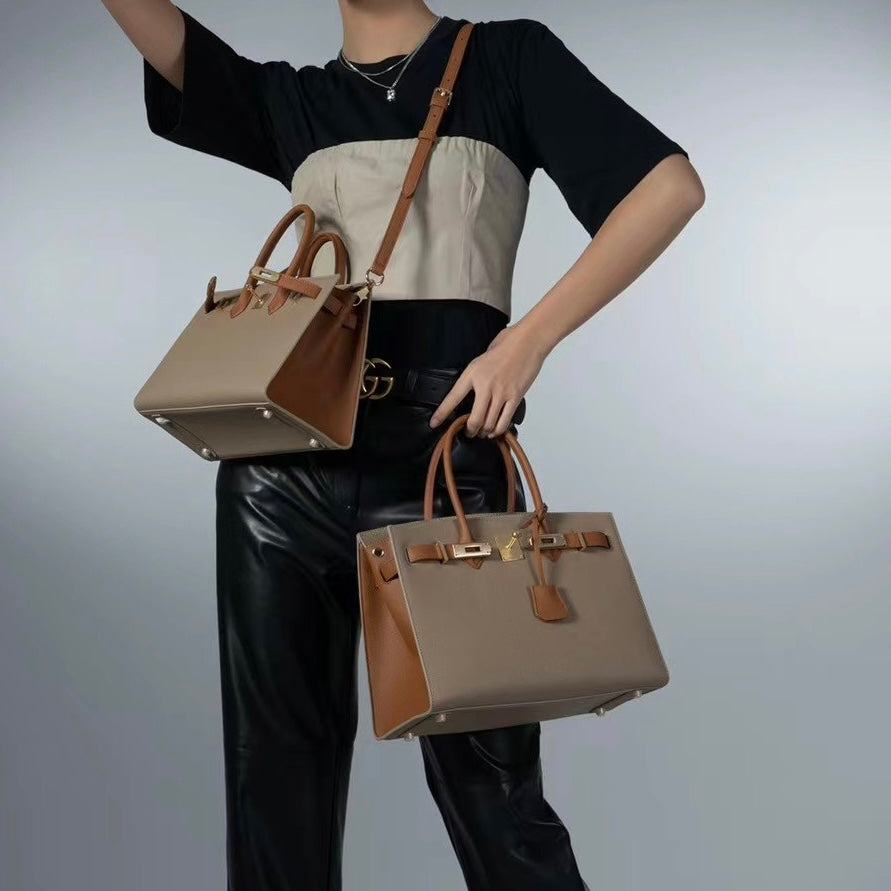 【Espom BK】Espom Leather Handbag-,buy 1 get 1 pony and 1 headband