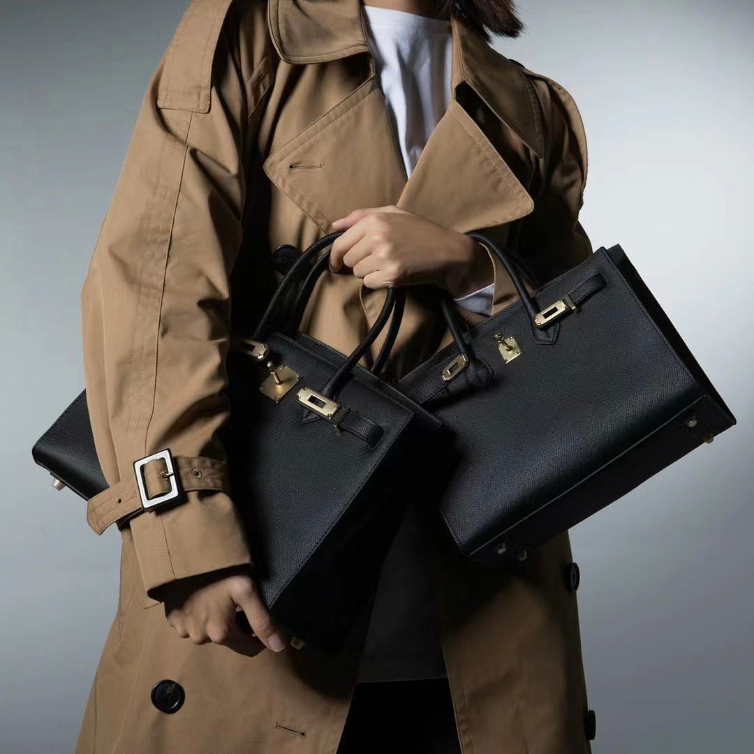 【Espom BK】Espom Leather Handbag-,buy 1 get 1 pony and 1 headband