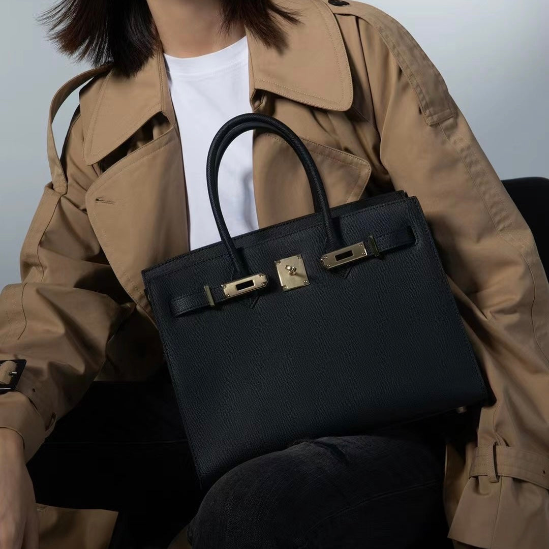【Espom BK】Espom Leather Handbag-,buy 1 get 1 pony and 1 headband