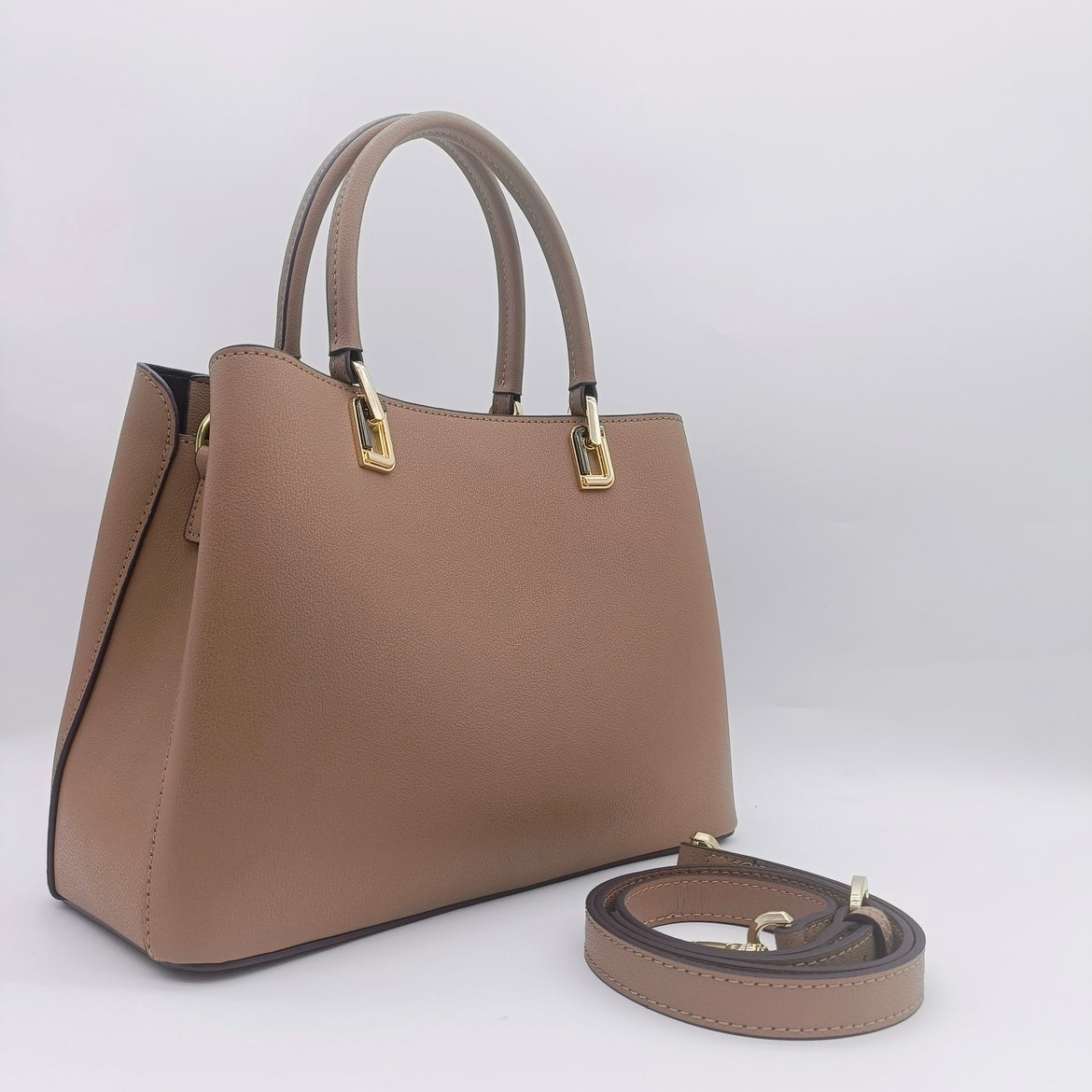 【Khaki O】Real Cowhide Leather Handbag-,buy 1 get 1 pony and 1 headband
