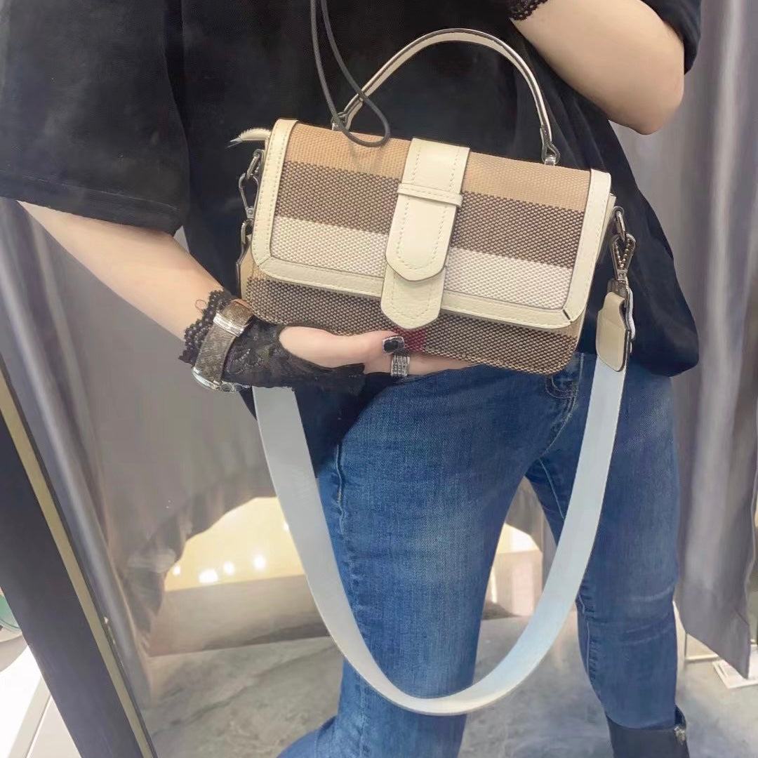 【Lunch Bag】Cowhide Square Handbag L 9.06" , W 3.55" , H 6.3"-,buy 1 get 1 pony and 1 headband