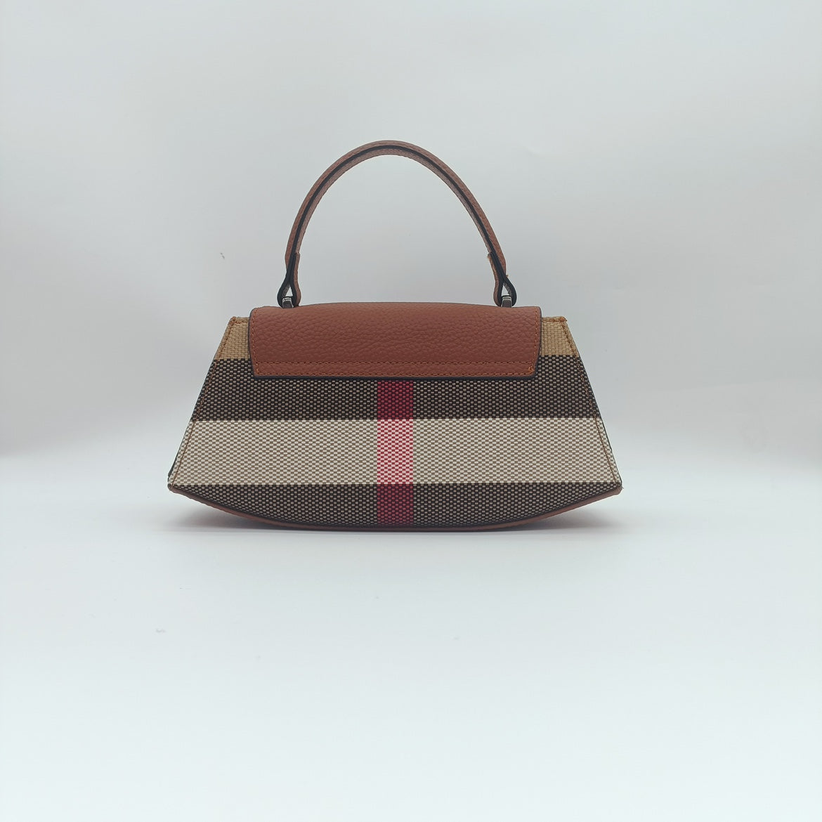 【Crescent Handbag】Checkered Leather Flap Handle Crossbody Bag-,buy 1 get 1 pony and 1 headband