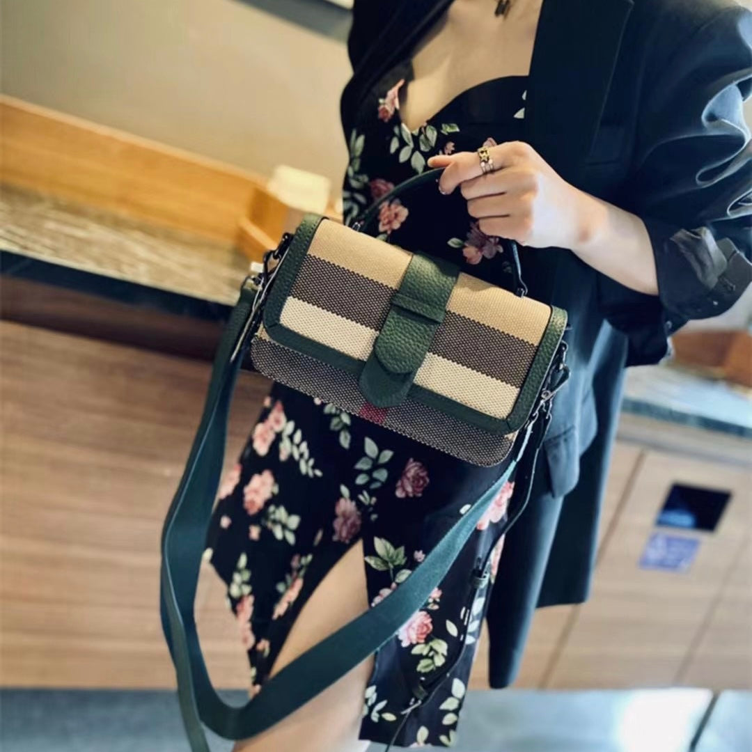 【Lunch Bag】Cowhide Square Handbag L 9.06" , W 3.55" , H 6.3"-,buy 1 get 1 pony and 1 headband