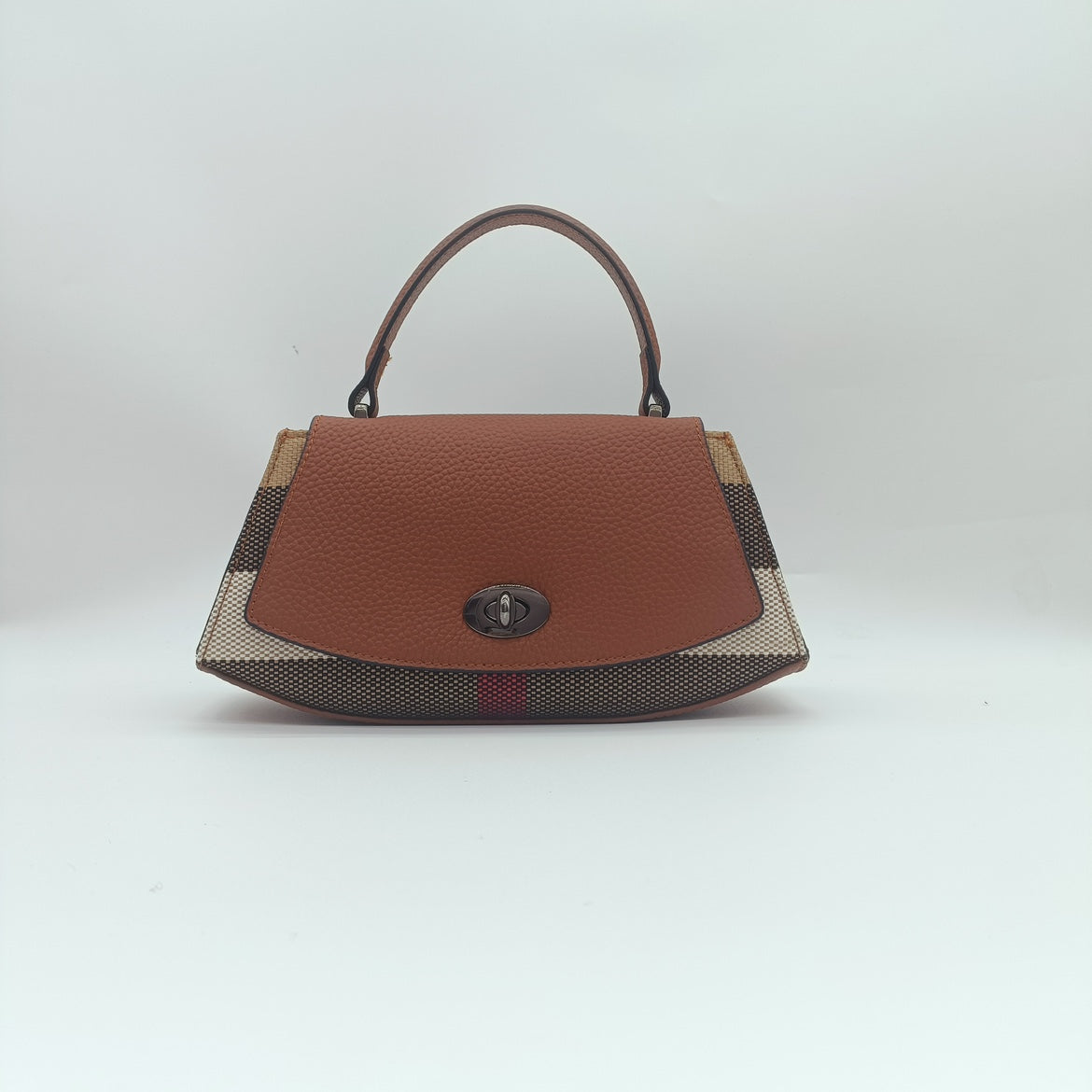 【Crescent Handbag】Checkered Leather Flap Handle Crossbody Bag-,buy 1 get 1 pony and 1 headband