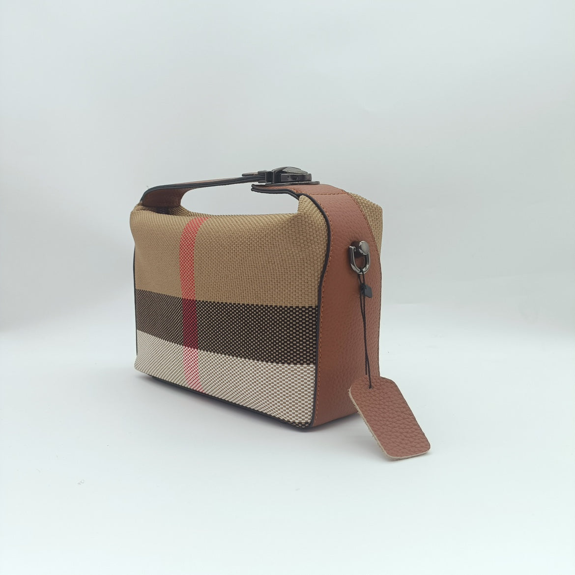 【Brick Bag】Real Leather Handle Locking Square Clutch Bag-buy 1 get 1 pony and 1 coins purse