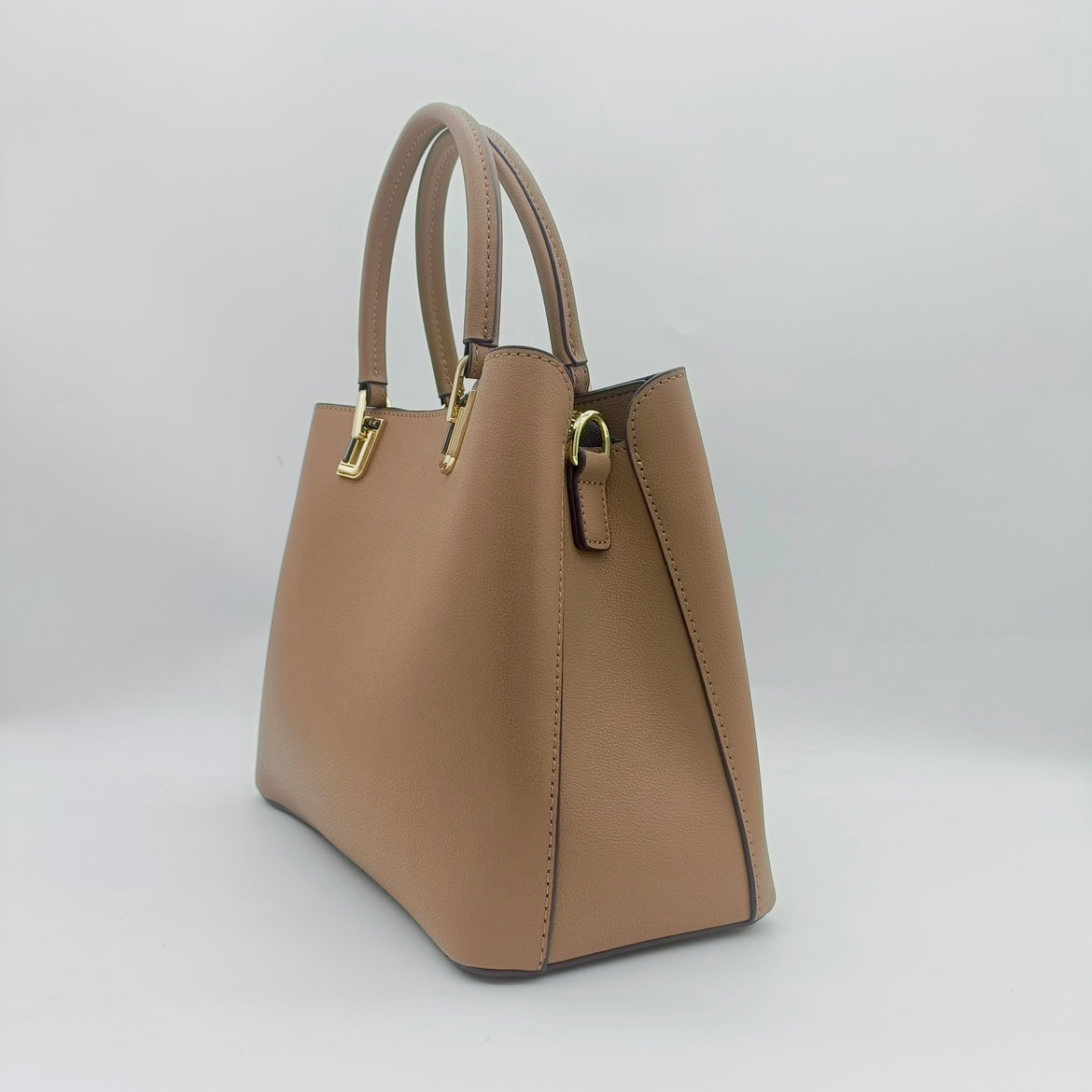 【Khaki O】Real Cowhide Leather Handbag-,buy 1 get 1 pony and 1 headband